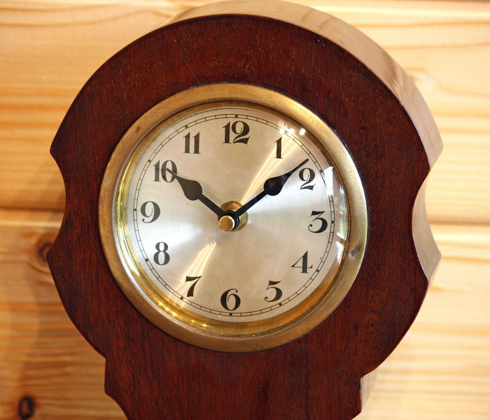 Vintage Wooden Mantel Clock   36cm Large Napoleon Art Deco Mid Century 20s Desk Clock Off The Wall Clocks photo for sale