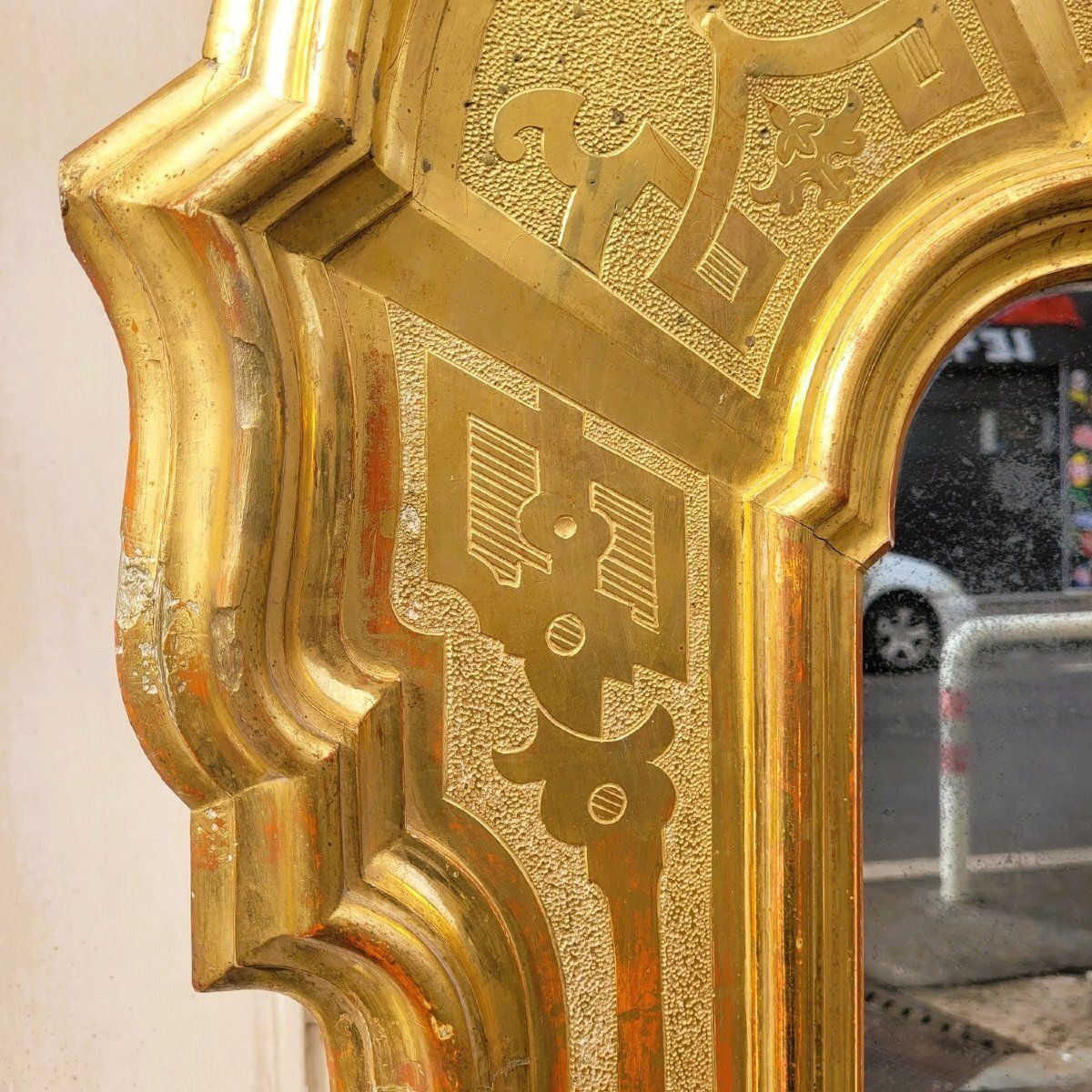 Large Mirror, 163cm High, In Gilded Wood, Italy, Mid 19th Century photo for sale