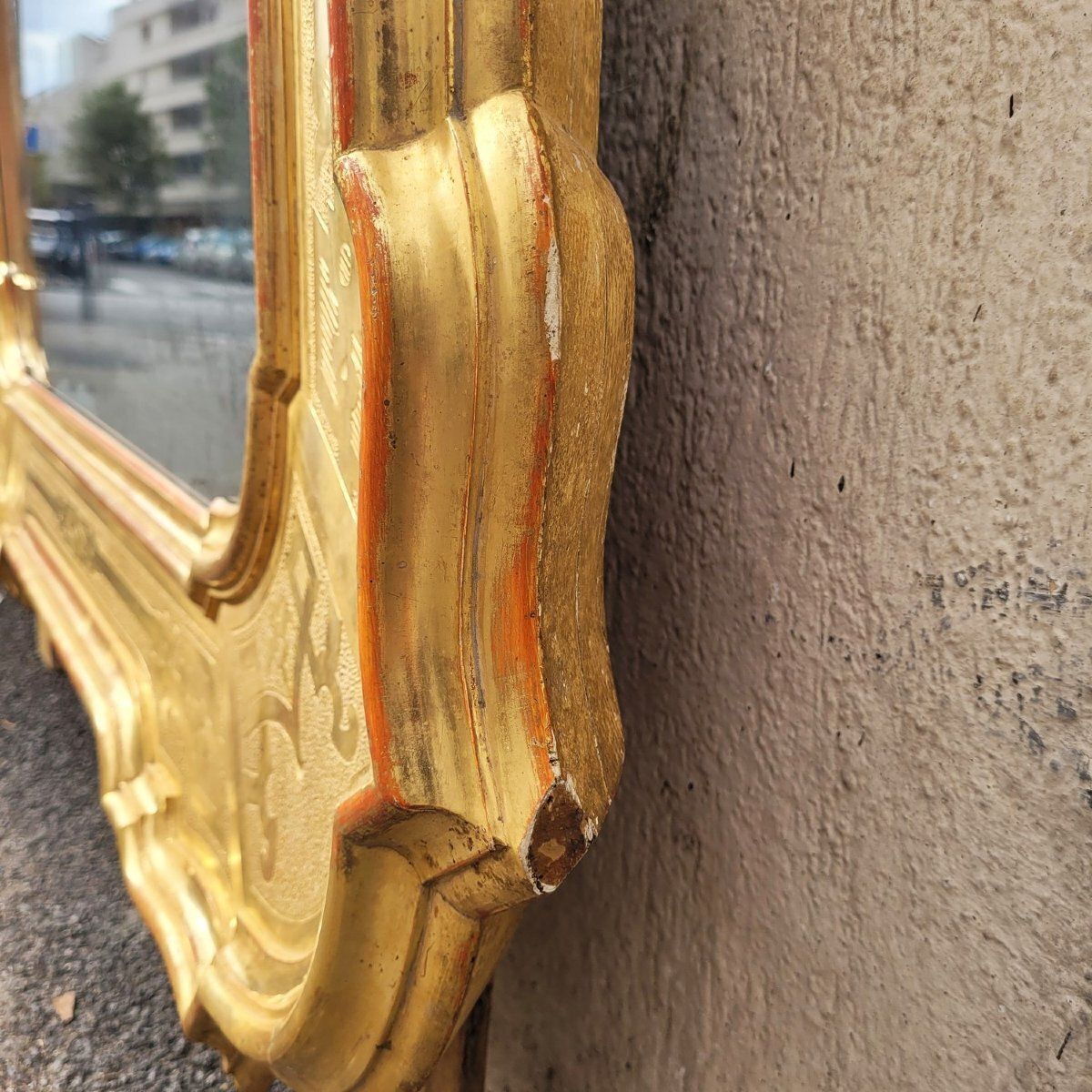photo for sale Large Mirror, 163cm High, In Gilded Wood, Italy, Mid 19th Century