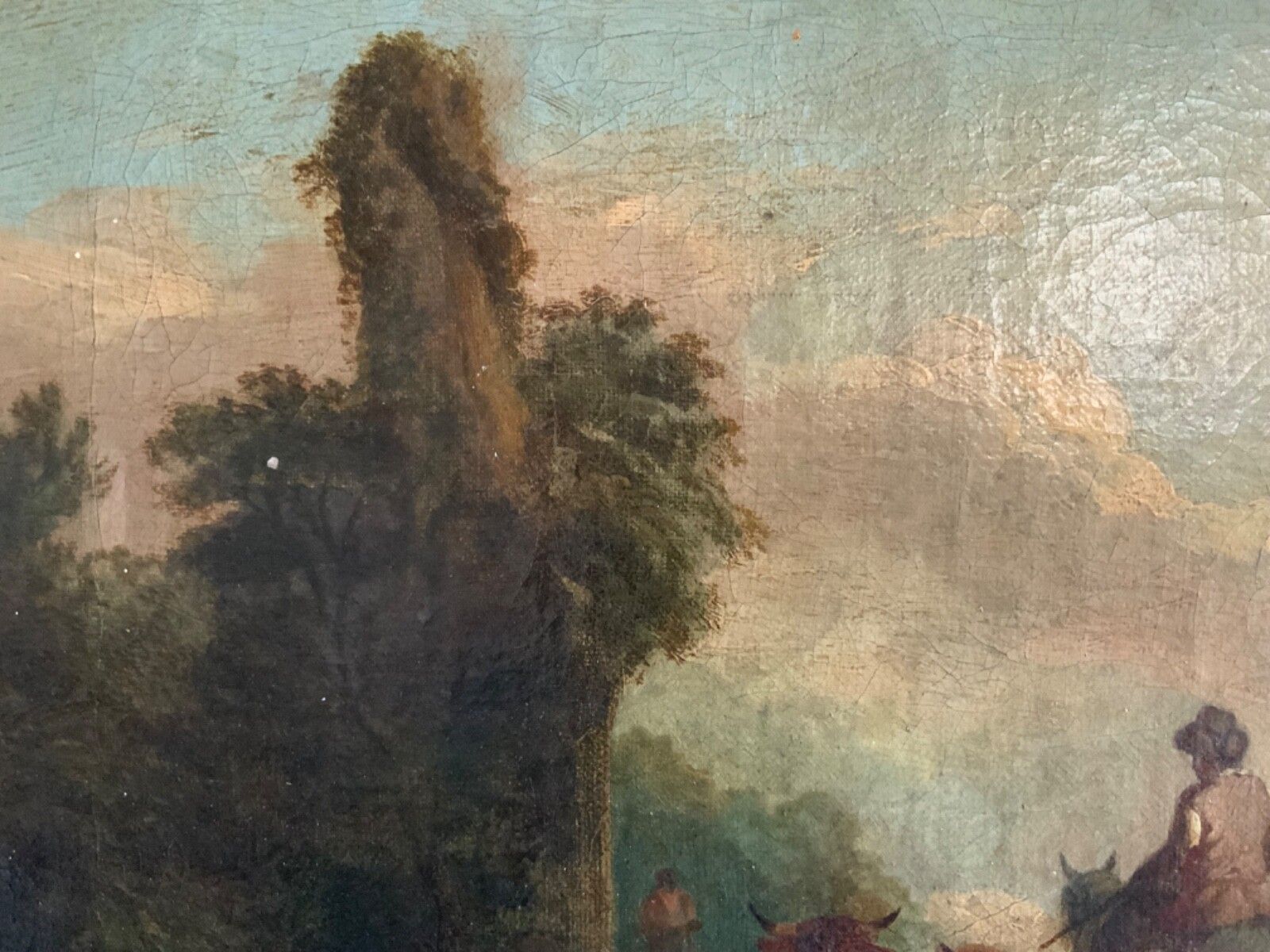 photo furniture Antique Duch Old Master Oil On Canvas Cattle And Rural Ruins 18th 19th Century