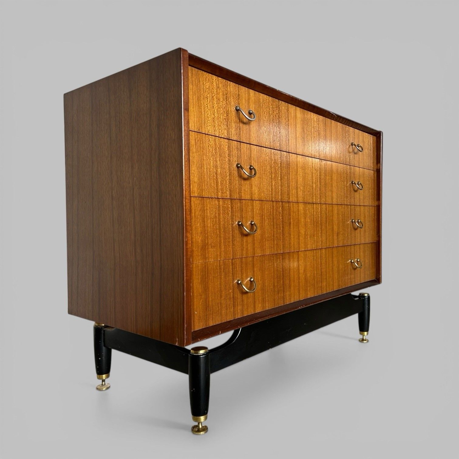 G Plan Librenza Tola Chest Of Drawers – Black And Brass Mid Century