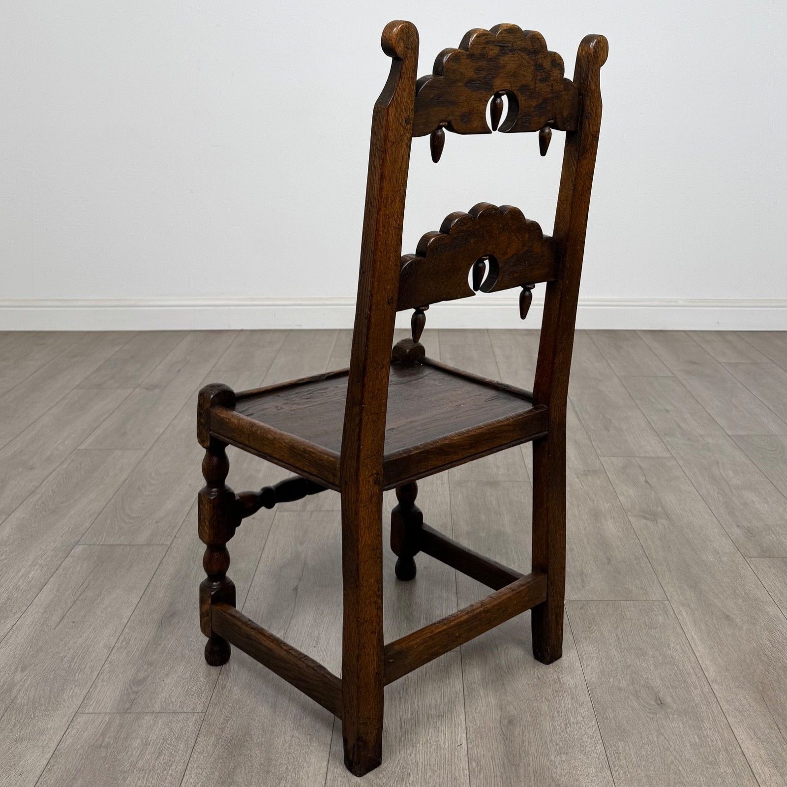 Antique 20th Century Set Of 4 Jacobean Style Oak Dining Chairs ( Af 5372 ) photo for sale