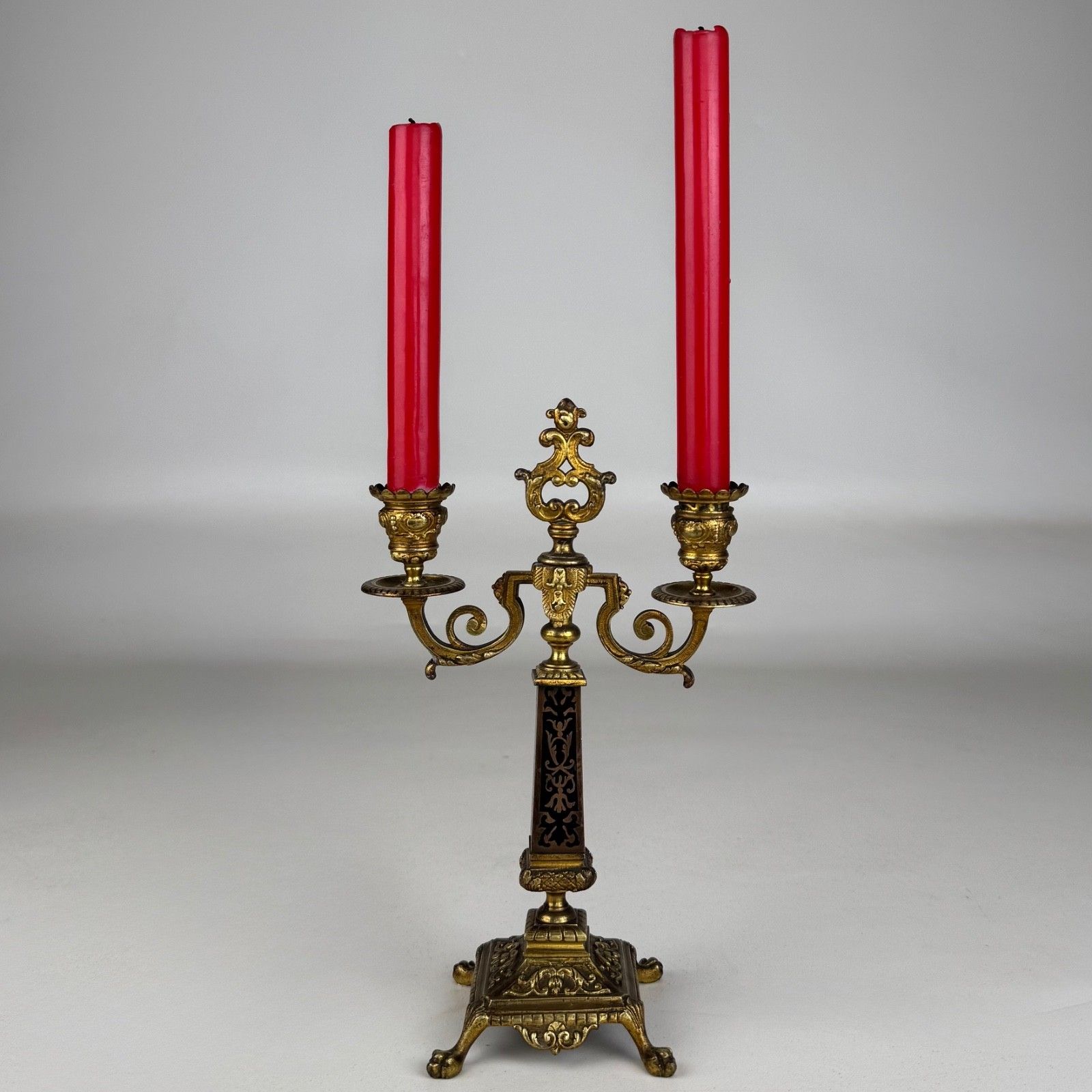 Antique 19th Century French Pair Of Brass Candelabra ( Af 5345 ) photo for sale