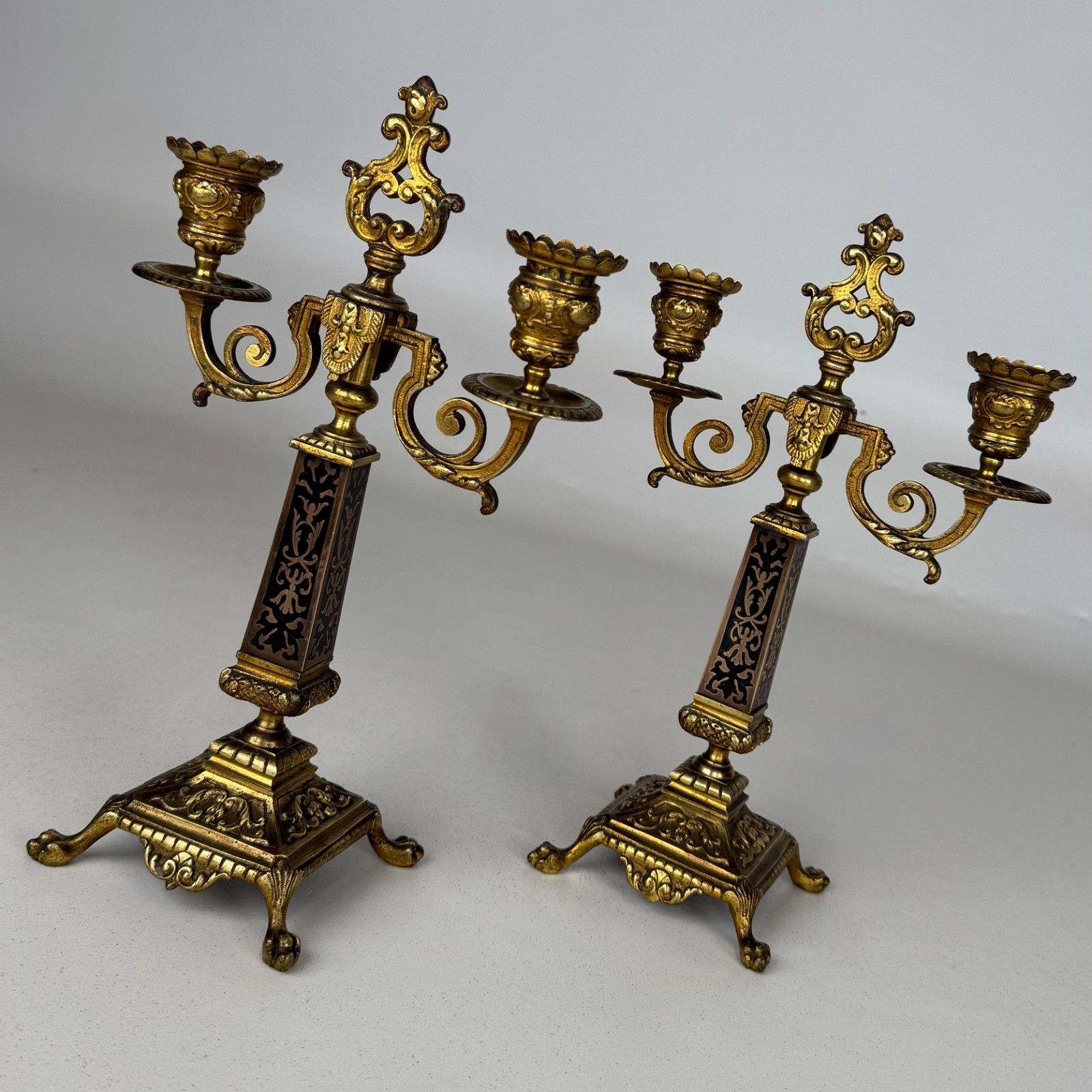 Antique 19th Century French Pair Of Brass Candelabra ( Af 5345 ) photo buy