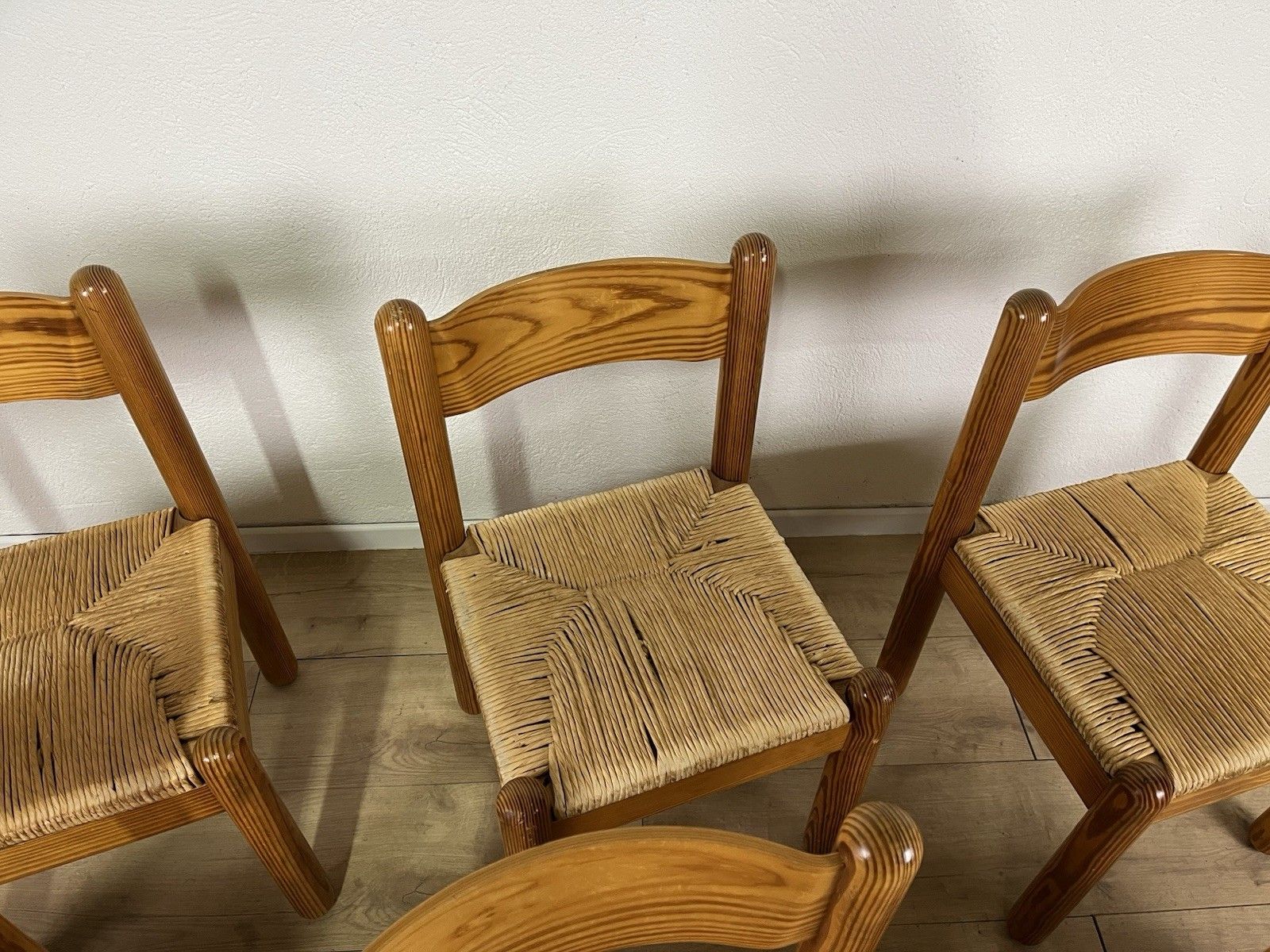 Charlotte Perriand 1960s Straw Oak Wood Chair Set Of 6 Vintage Design photo buy