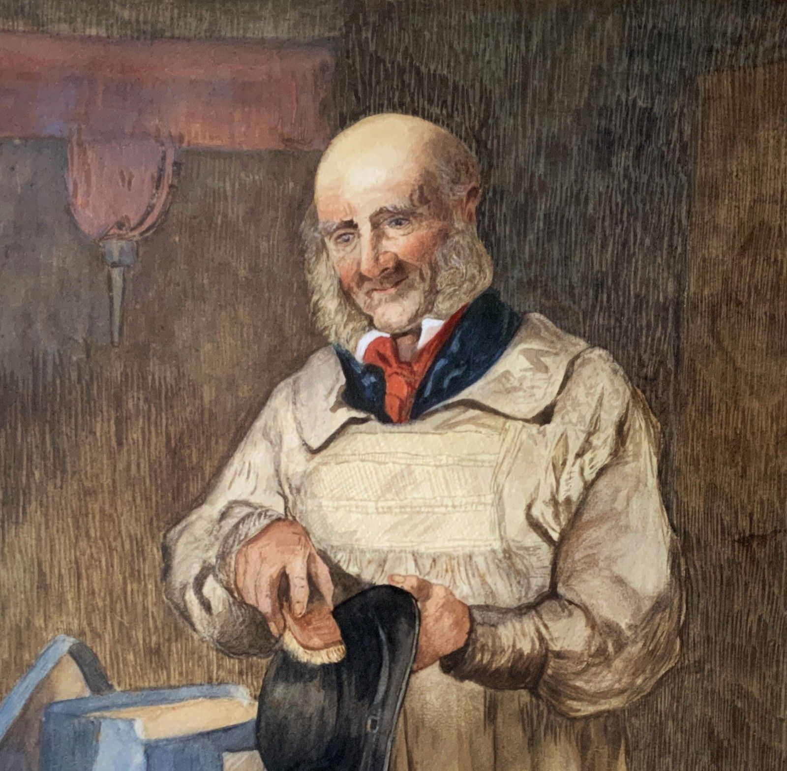 'His Sunday Best' Original Victorian Genre Portrait Watercolour Painting C. 1895 photo Art