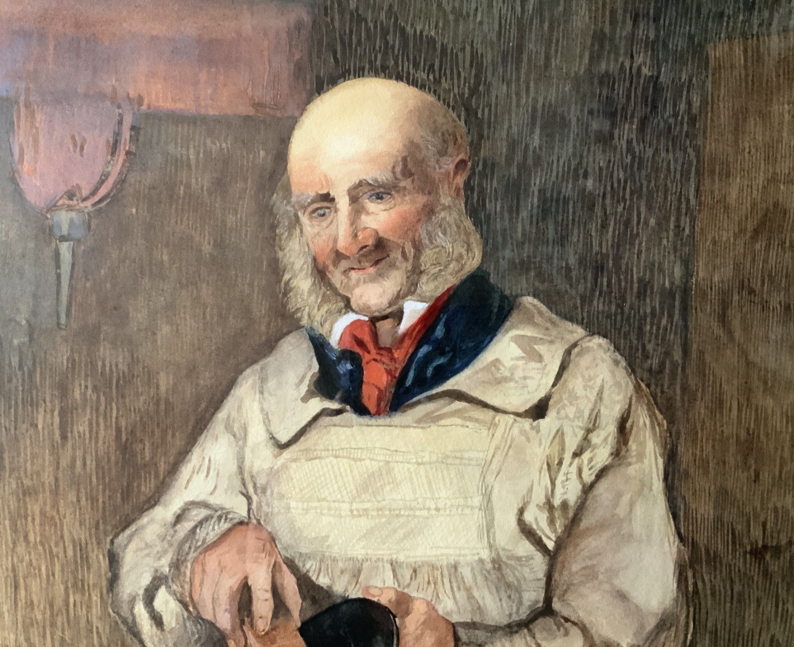 Art 'His Sunday Best' Original Victorian Genre Portrait Watercolour Painting C. 1895 photo