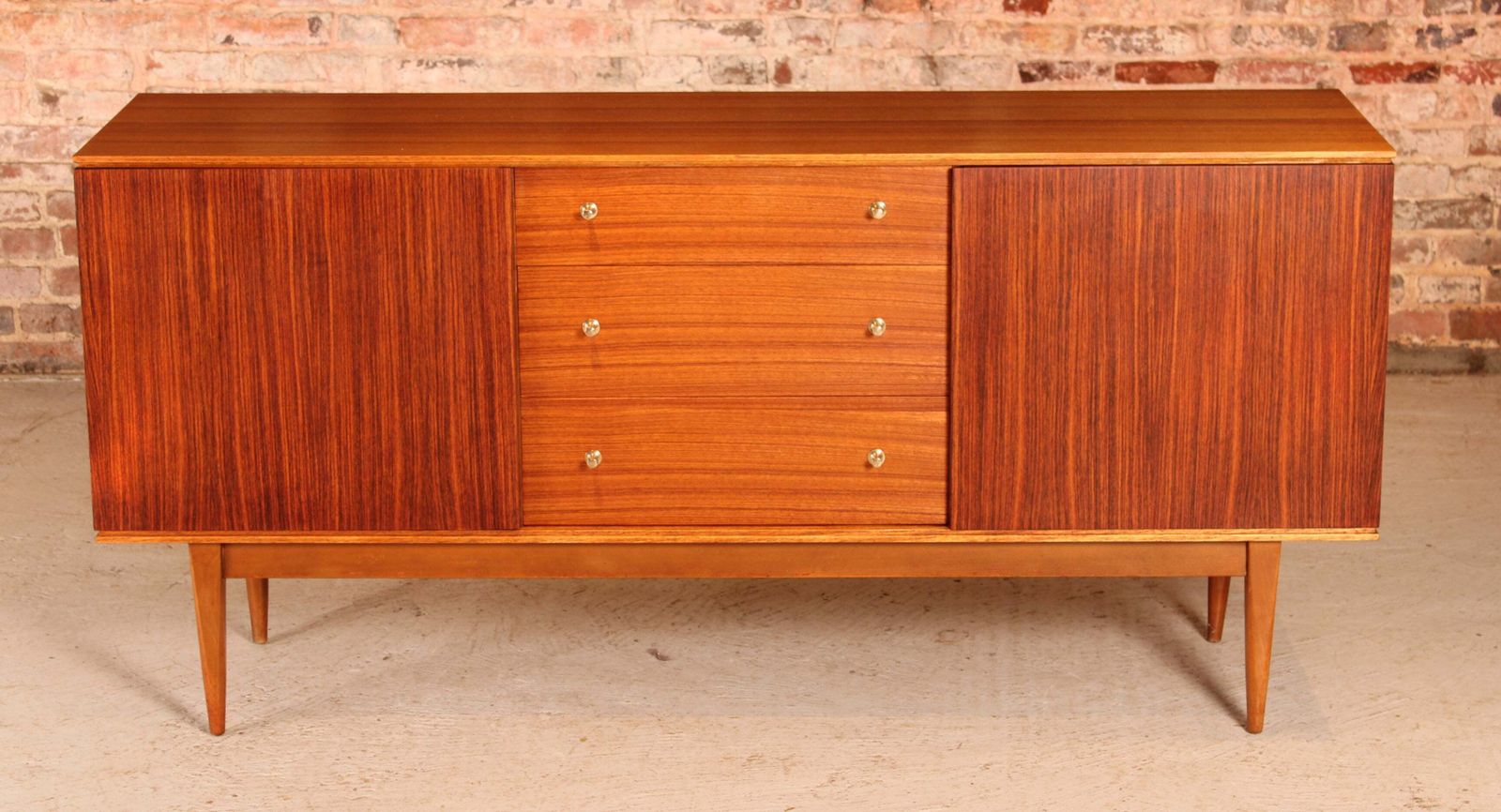 Mid Century Teak And Rosewood Sideboard With Brass Handles By Wrighton, Circa 1960s photo furniture