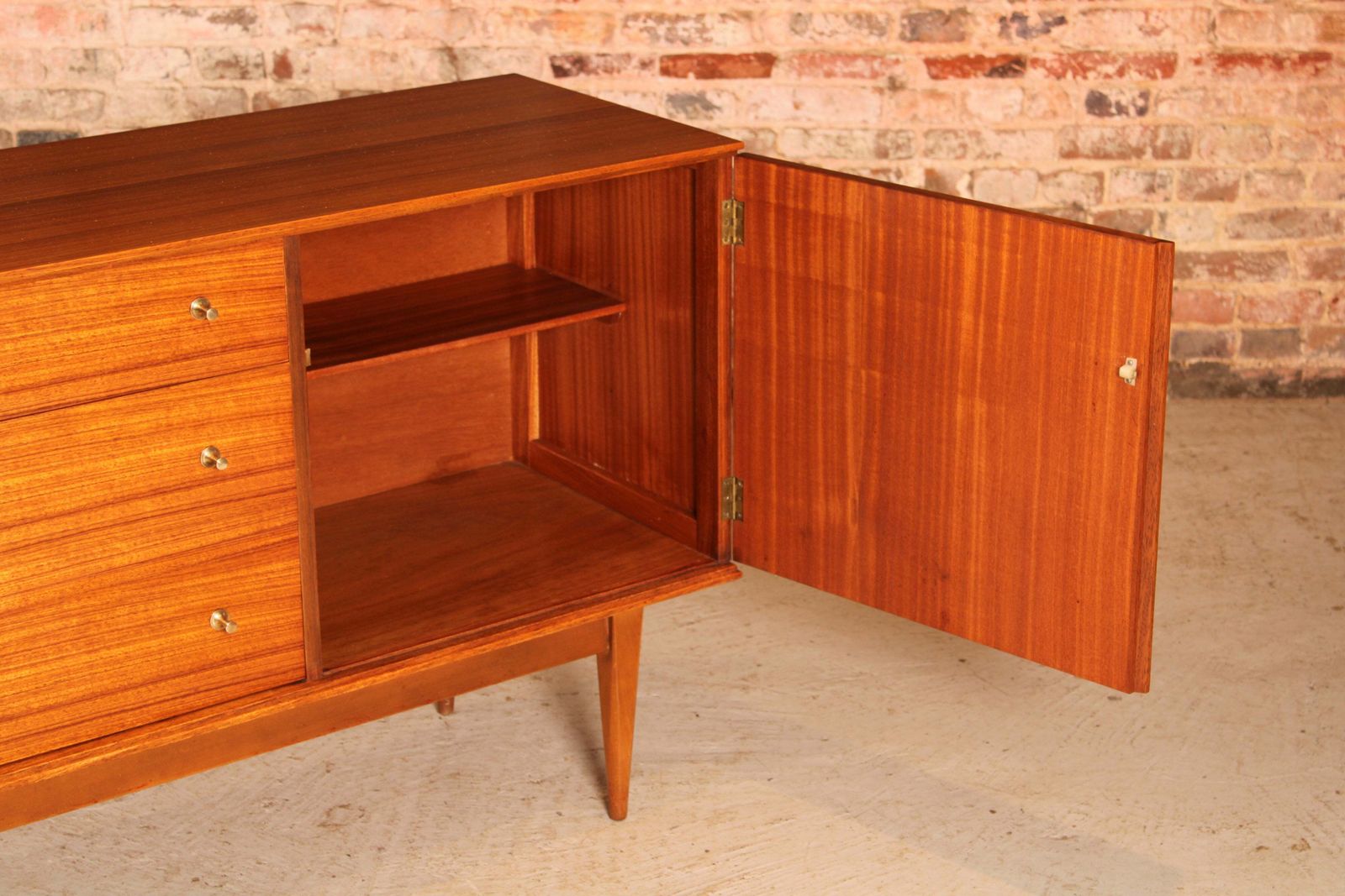 Mid Century Teak And Rosewood Sideboard With Brass Handles By Wrighton, Circa 1960s photo buy