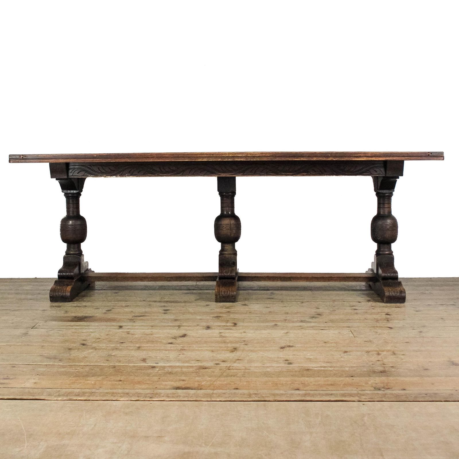 Antique Large Oak Refectory Dining Table | Vintage Table | Vintage Kitchen Table | Dining Table | Vintage Oak Tables (M 6761) photo for sale