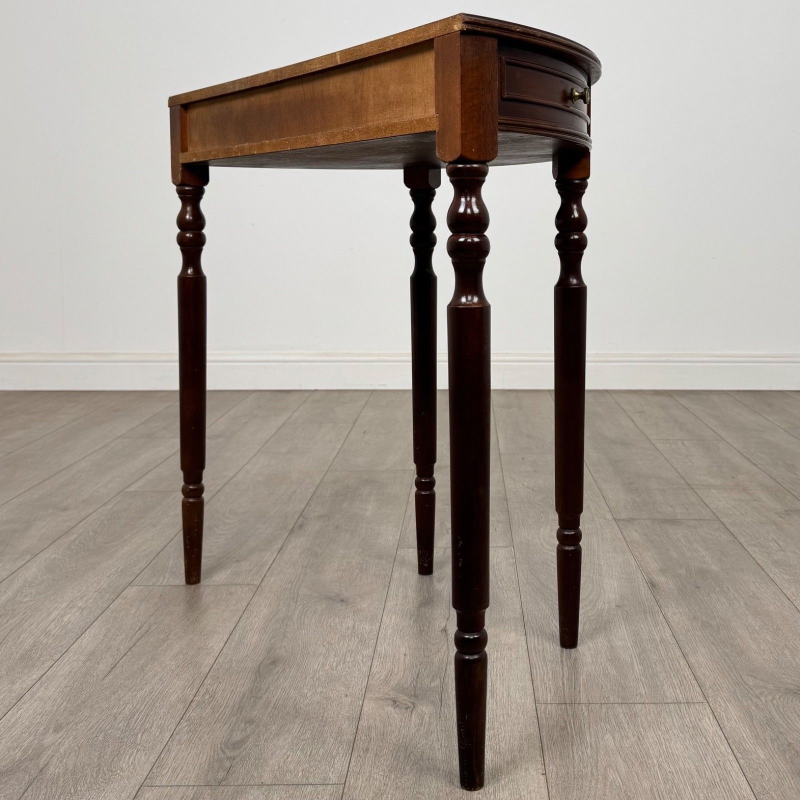 Antique 20th Century Small Demi Lune Side Table In Mahogany ( Af 5355 ) photo vinterior