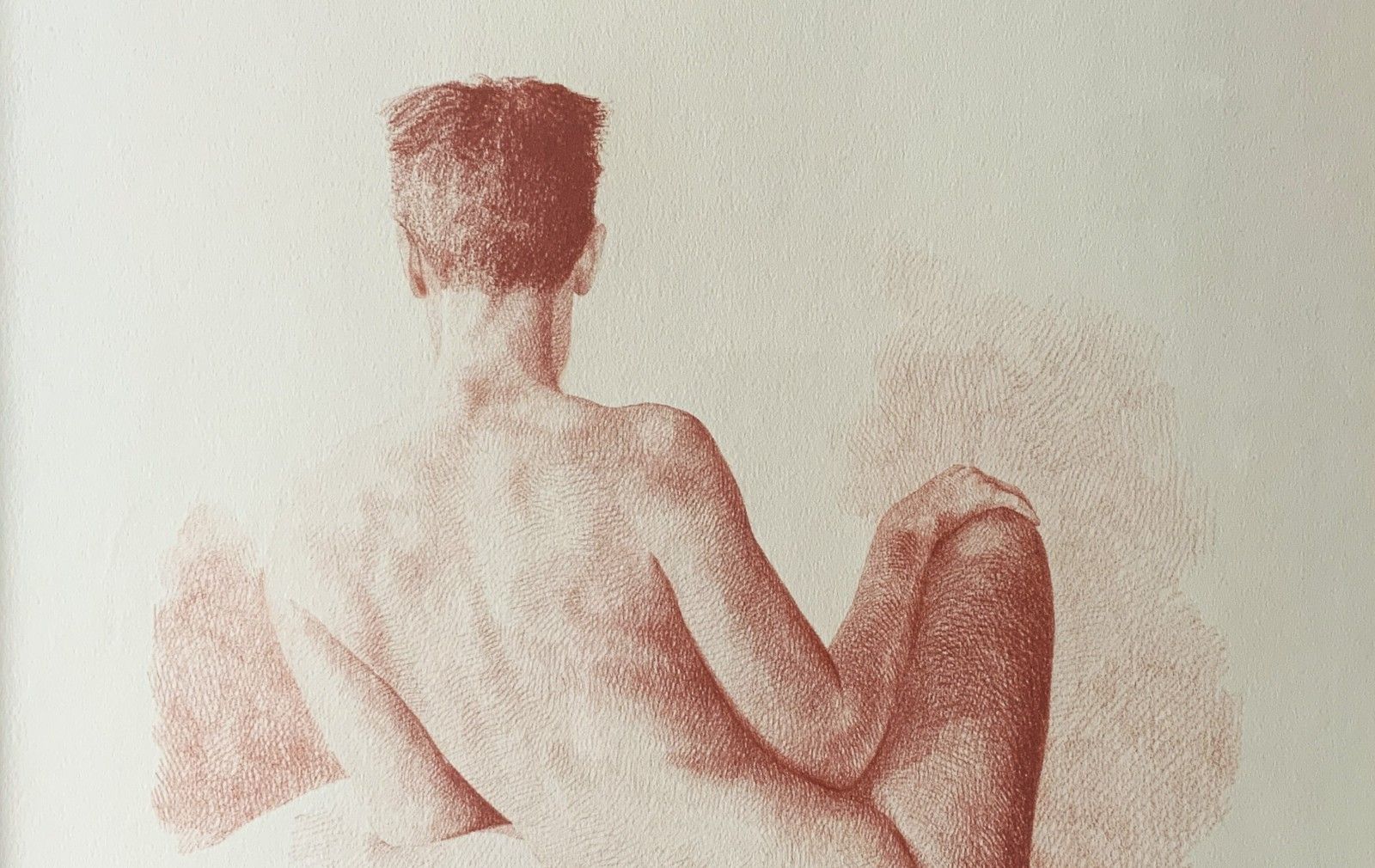 Stunning Sanguine Red Chalk Female Nude Portrait Study Signed Original photo 329.0