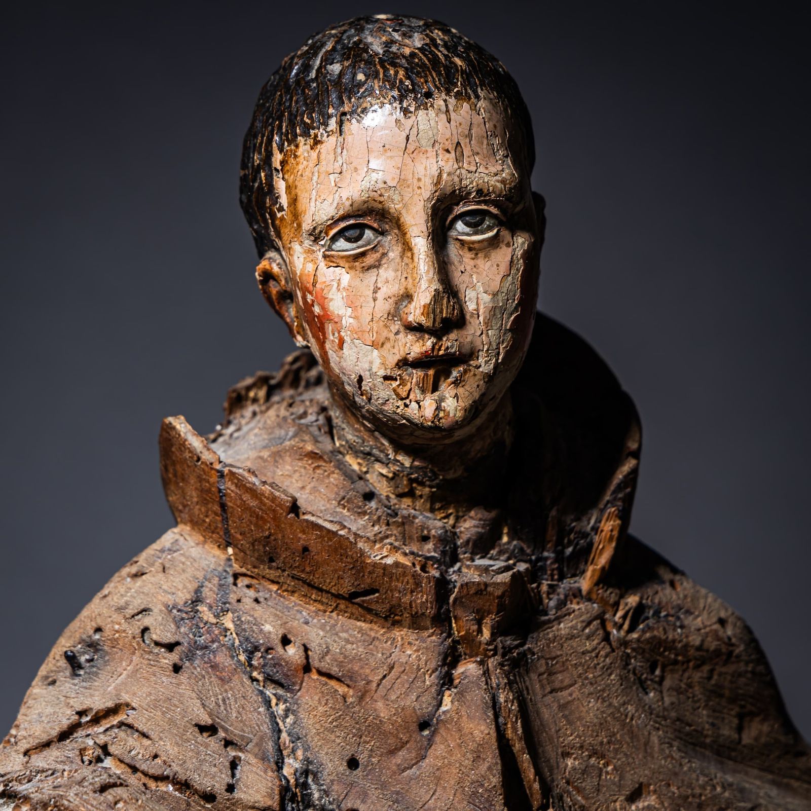 Wooden Sculpture Of Saint Francis Of Assisi, 18th Century photo for sale
