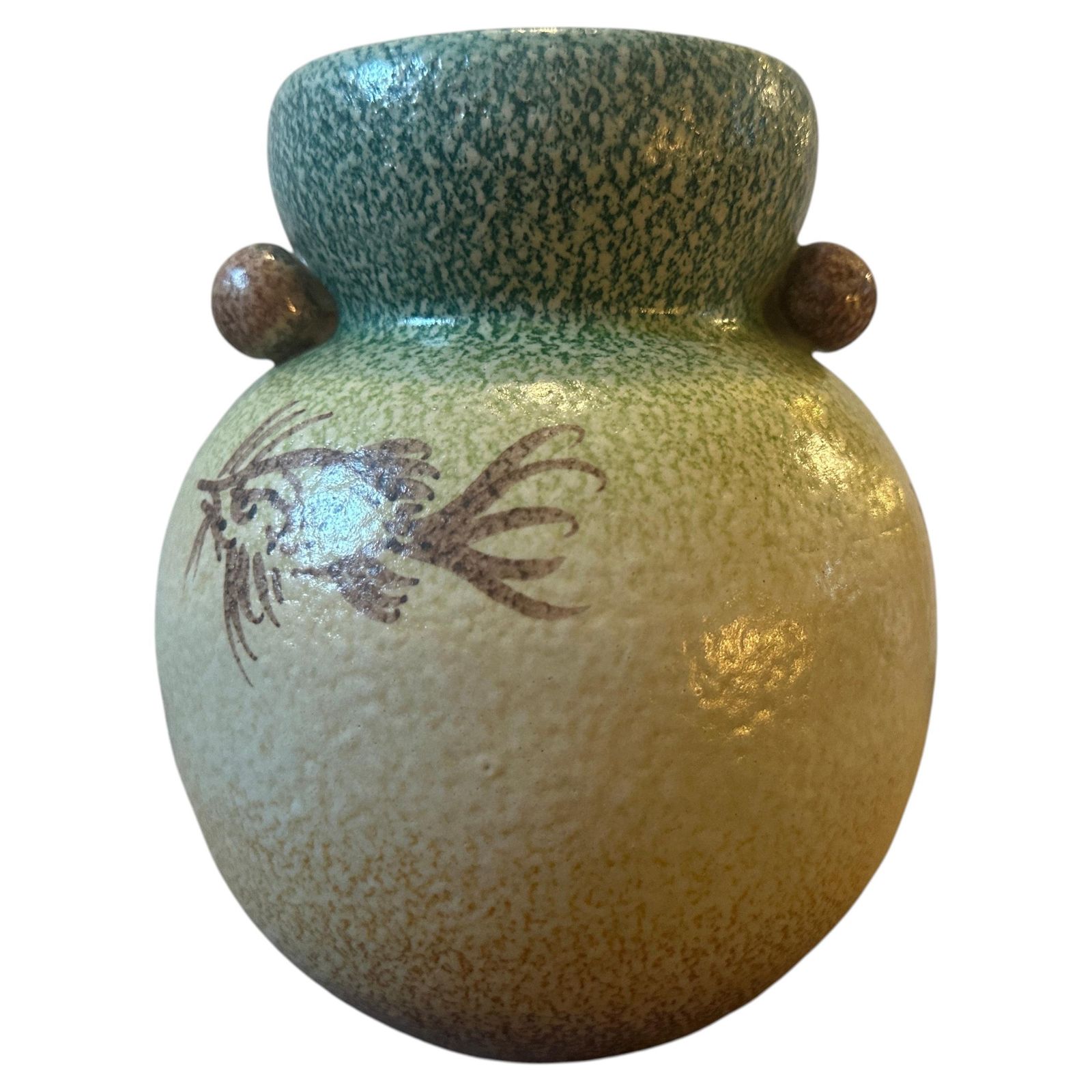 1930s Art Deco Futurist Hand Painted Ceramic Vase By Iama Albisola