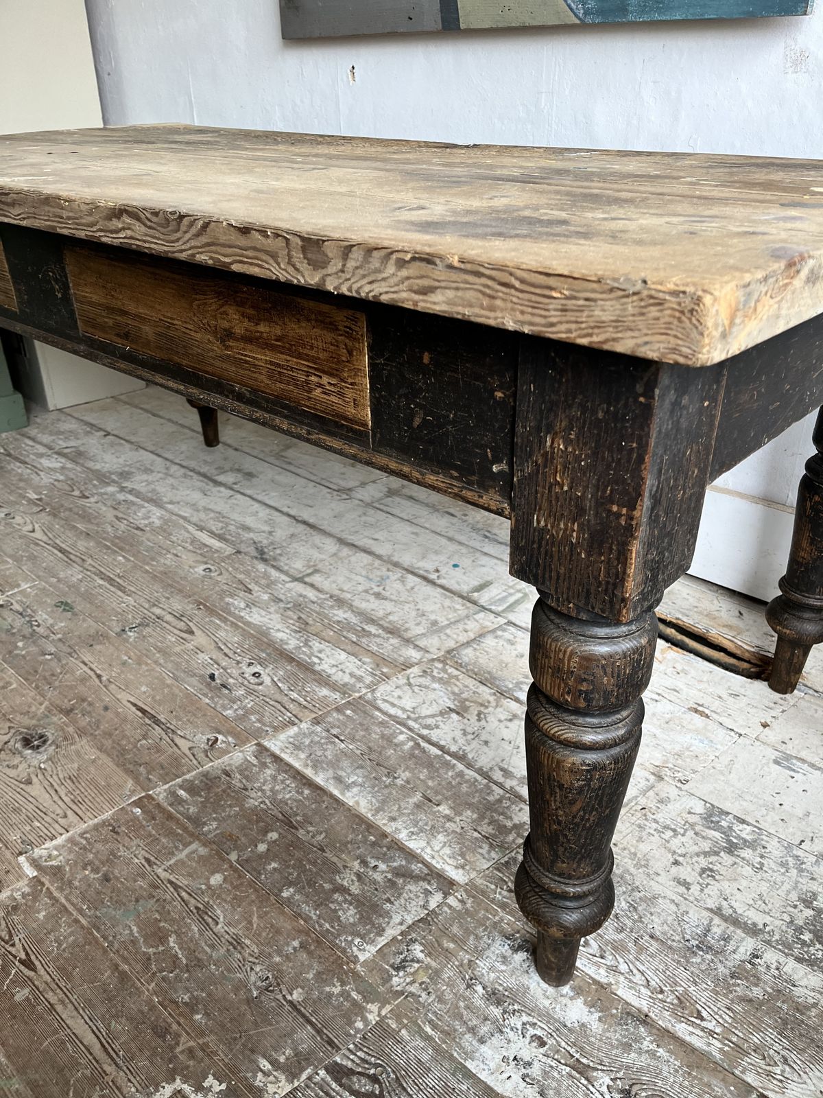 photo buy A Very Rustic Characterful Artists Studio Workshop Table