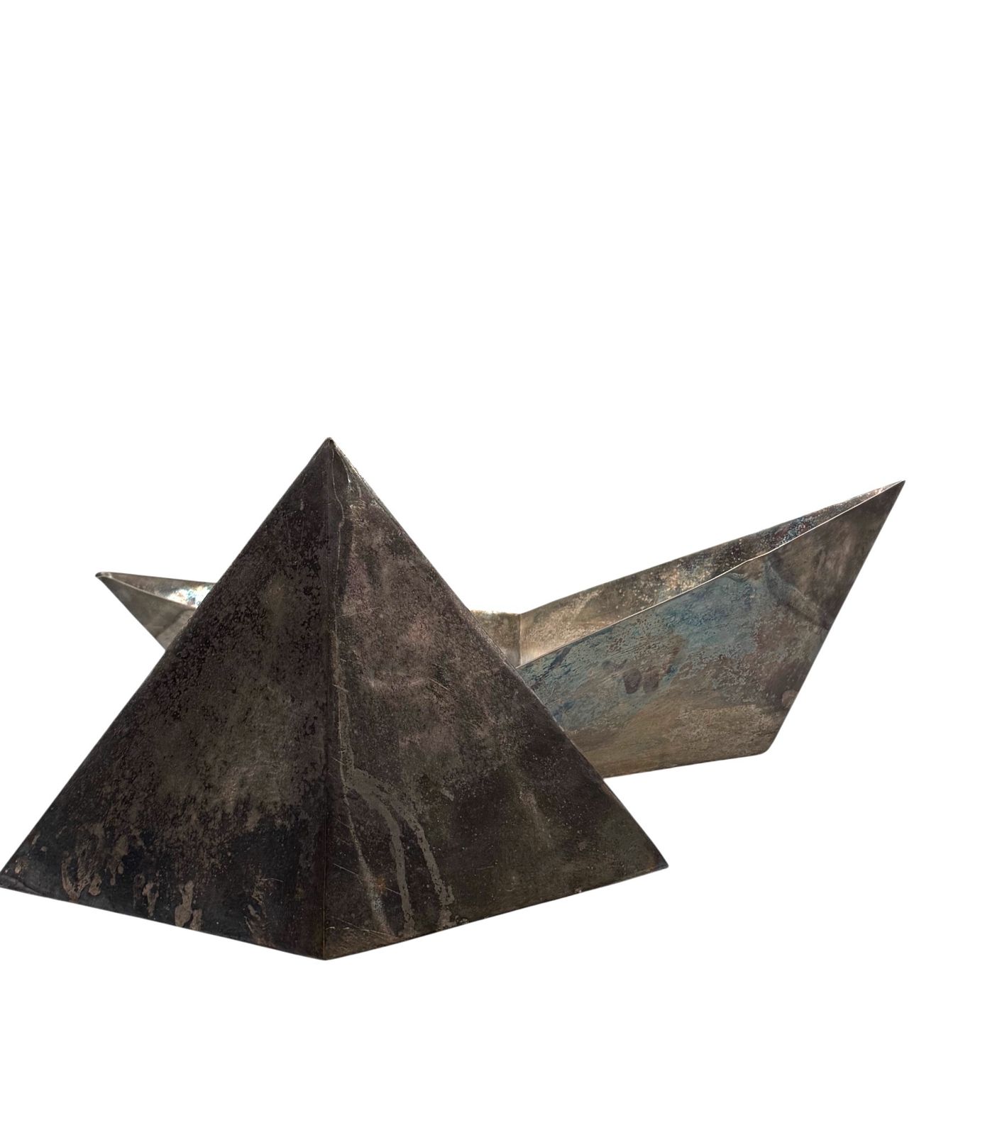 photo vinterior Modern Silver Plated Paper Boat Sculpture, Paola C. By Aldo Cibic Italy 1980s