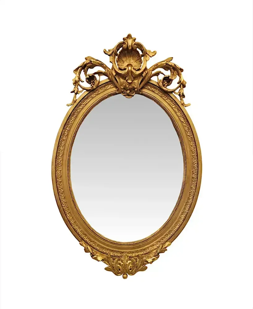 A Fabulous Large 19th Century Giltwood Oval Pier Or Hall Mirror