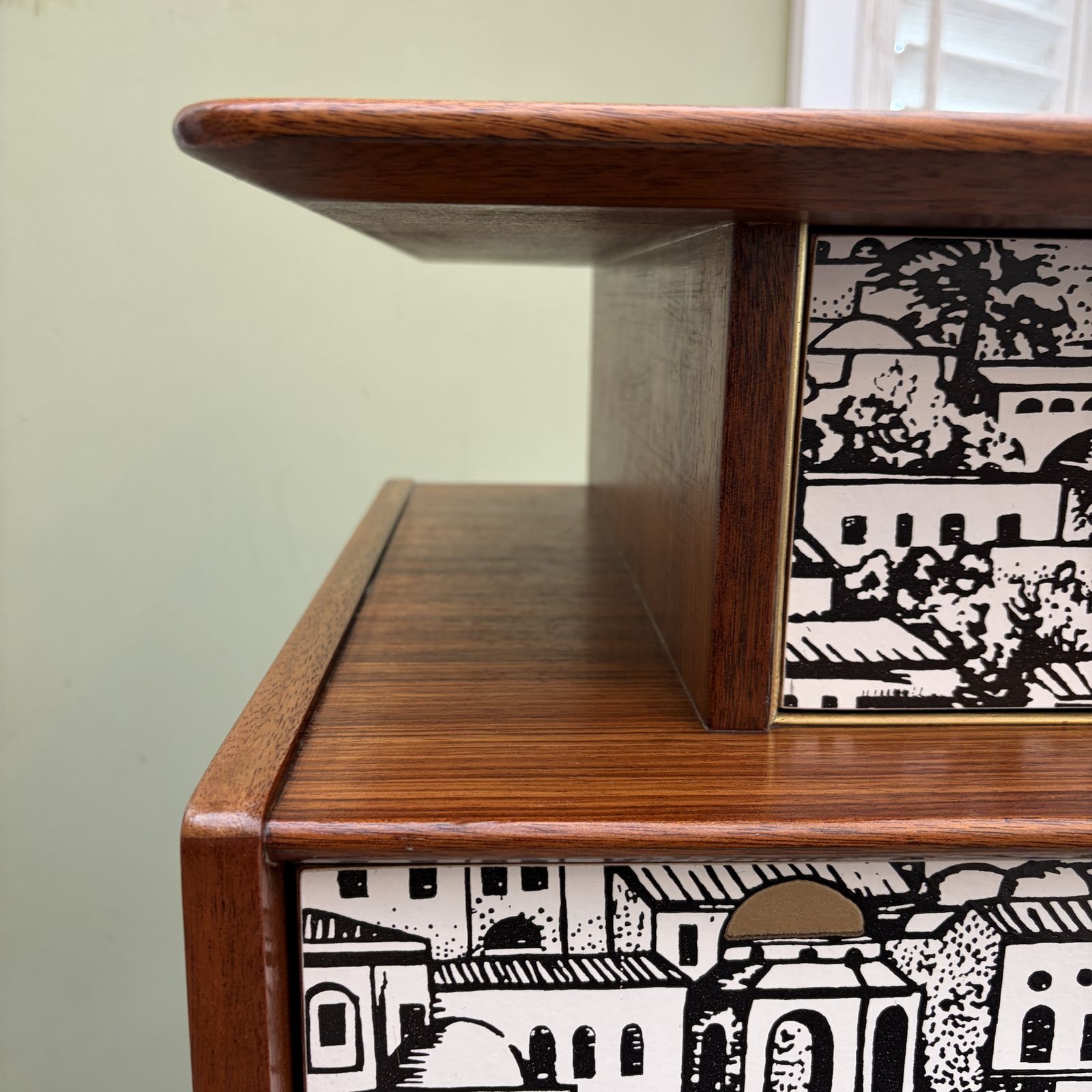 Furniture G Plan 'Floating Drawer' Sideboard With Fornasetti Fascia. Restored. Beautiful. photo