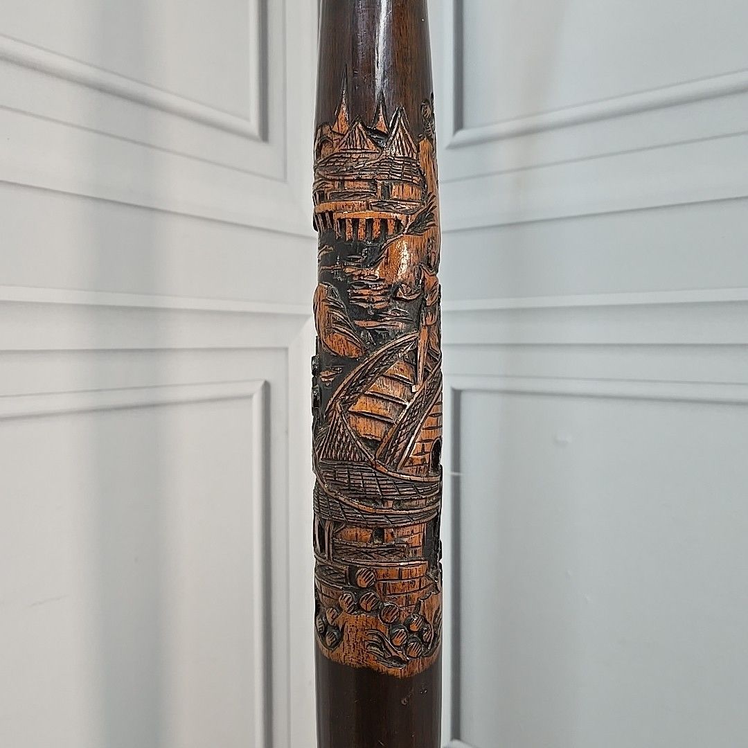 Vintage Carved Standard Lamp Wooden Oriental Floor Light Chinese For Rewiring photo vintage