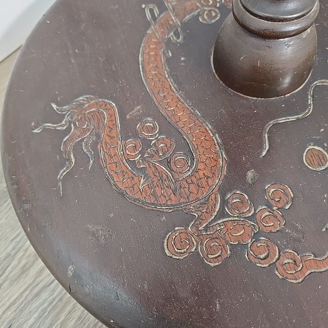 photo buy Vintage Carved Standard Lamp Wooden Oriental Floor Light Chinese For Rewiring