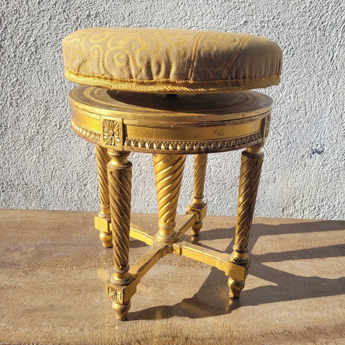 Swivel Piano Stool  Gilded Wood  Late 19th Century photo vintage
