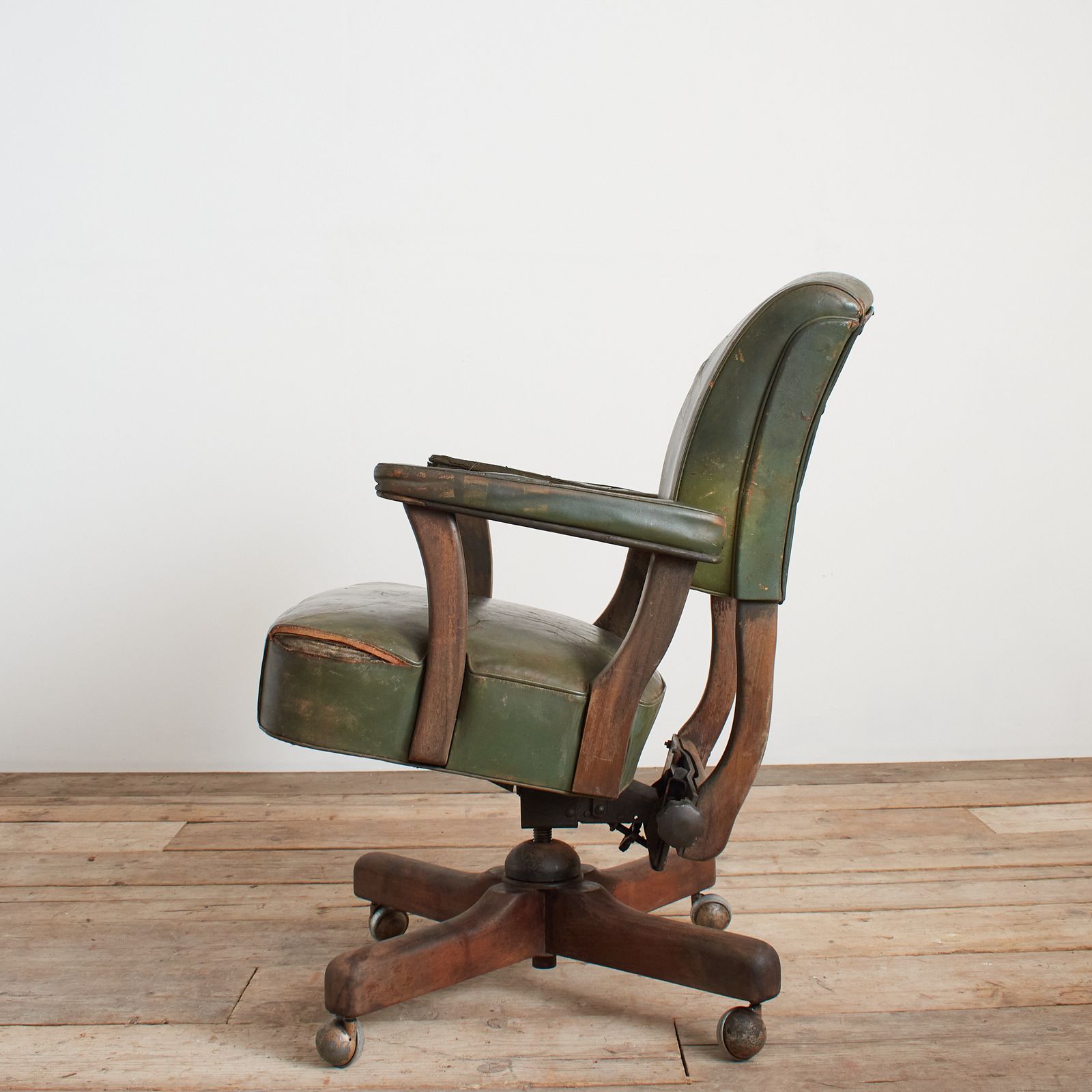 Antique Us Military Leather Swivel Office Desk Chair photo buy