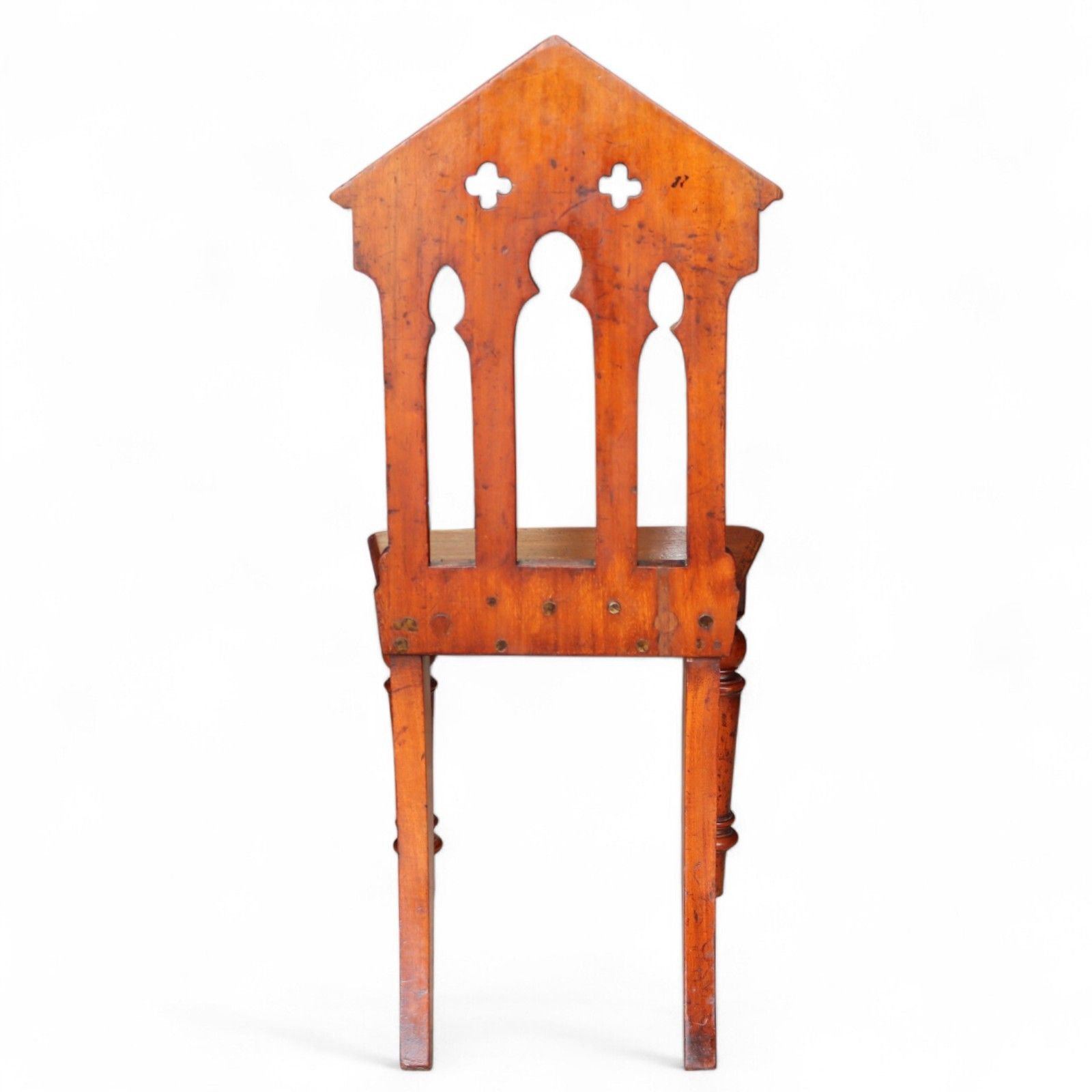 photo furniture Pair Of Antique Mahogany Pugin Style Carved Gothic Steeple Back Hall Chairs