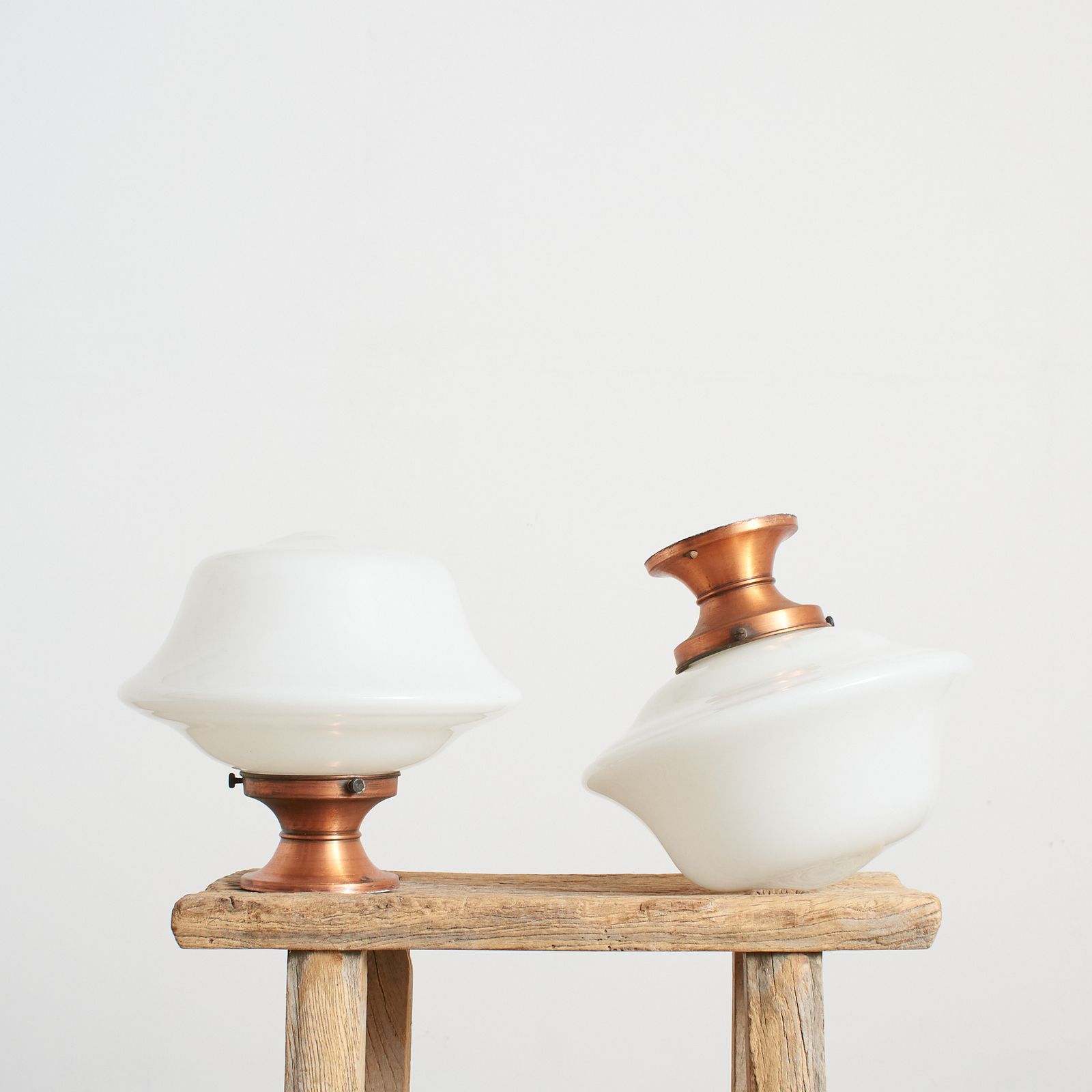 Pair Of Antique Church Opaline Flush Ceiling Lights photo furniture