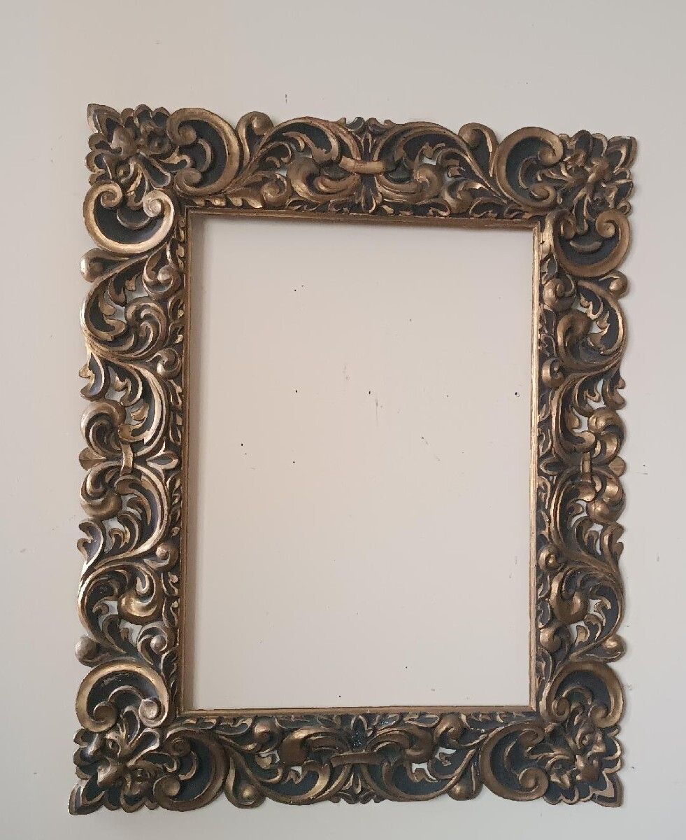 Home Decor Large Antique Lacquered And Gilded Frame Italy 19th Century photo