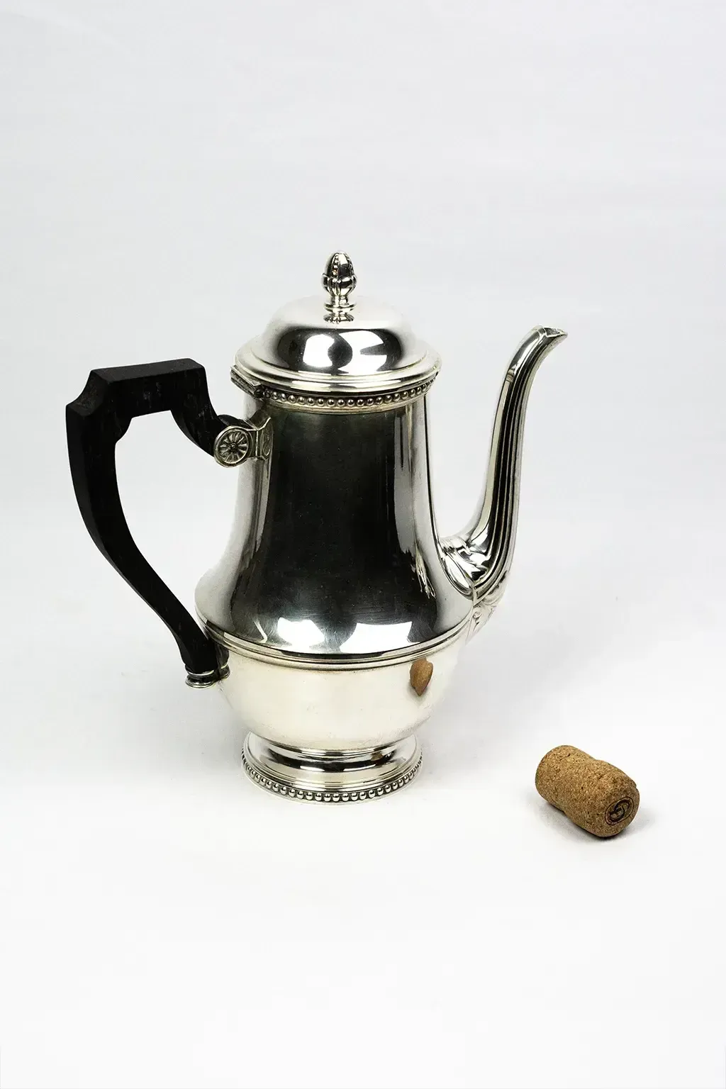 Ercuis Silver Plated Metal Coffee Pot — Decorated With Pearl Friezes, Ebony Handle photo buy