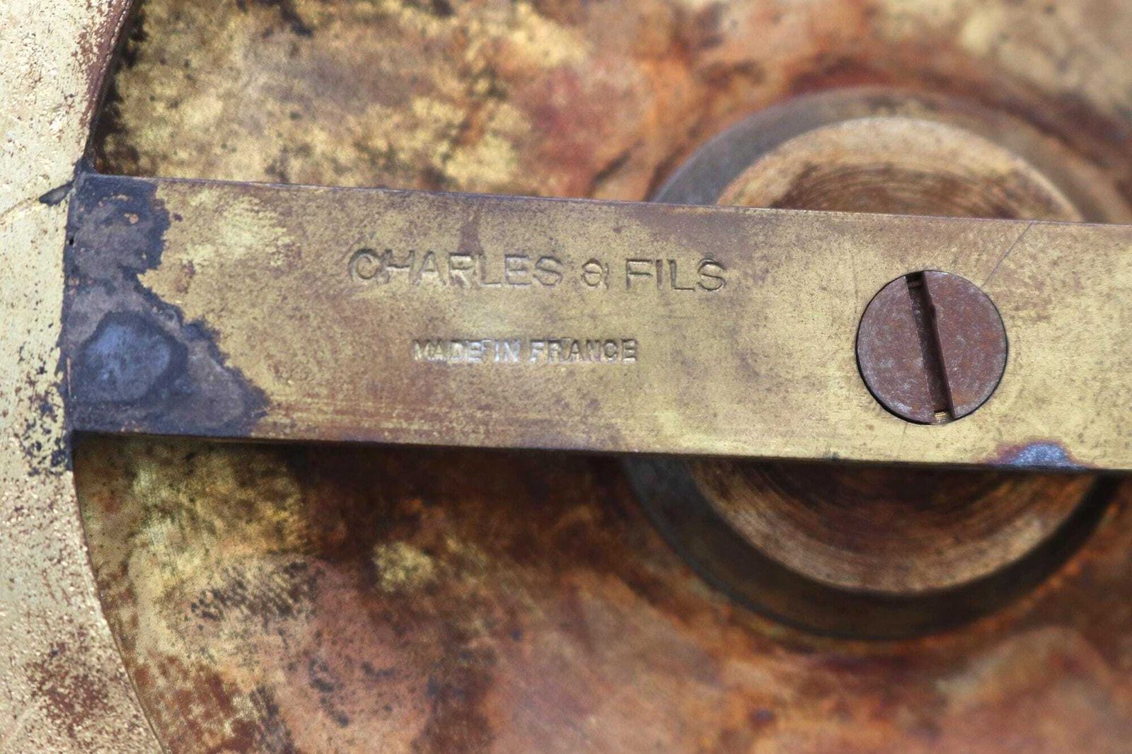 1542.0 Maison Charles Sunflower Sconce, Marked Charles & Fils France, 1960s Brass Bronze Light photo