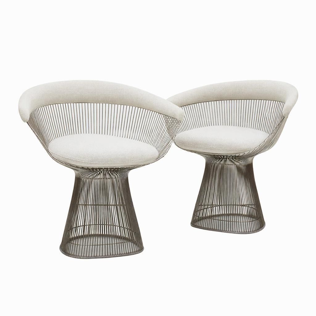 Set Of Four Chairs Designed By Warren Platner With Steel Frame, 1960s photo for sale
