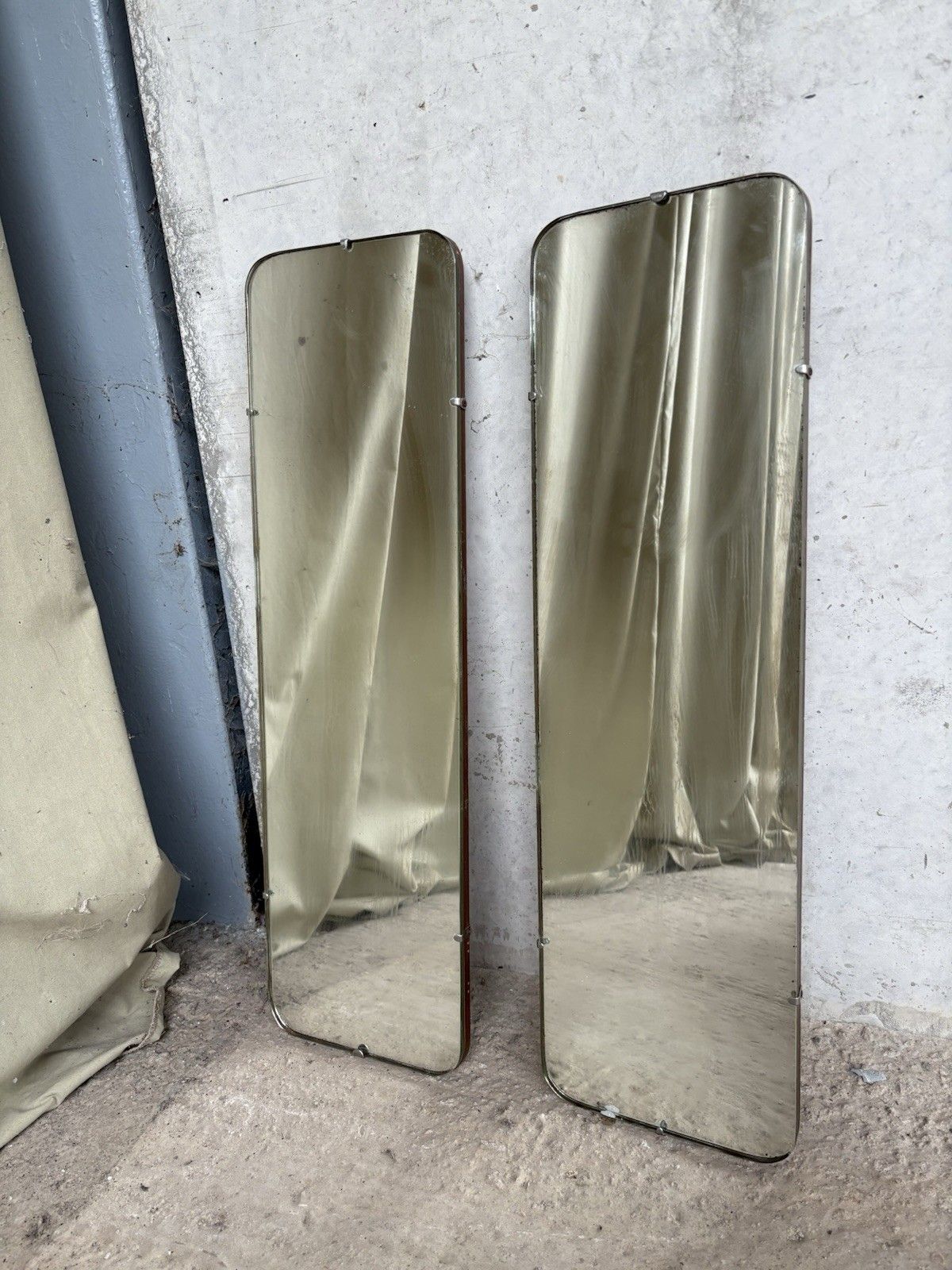 Vtg Mid Century Pair Of Wall Hallway Mirrors Retro R1136 photo furniture