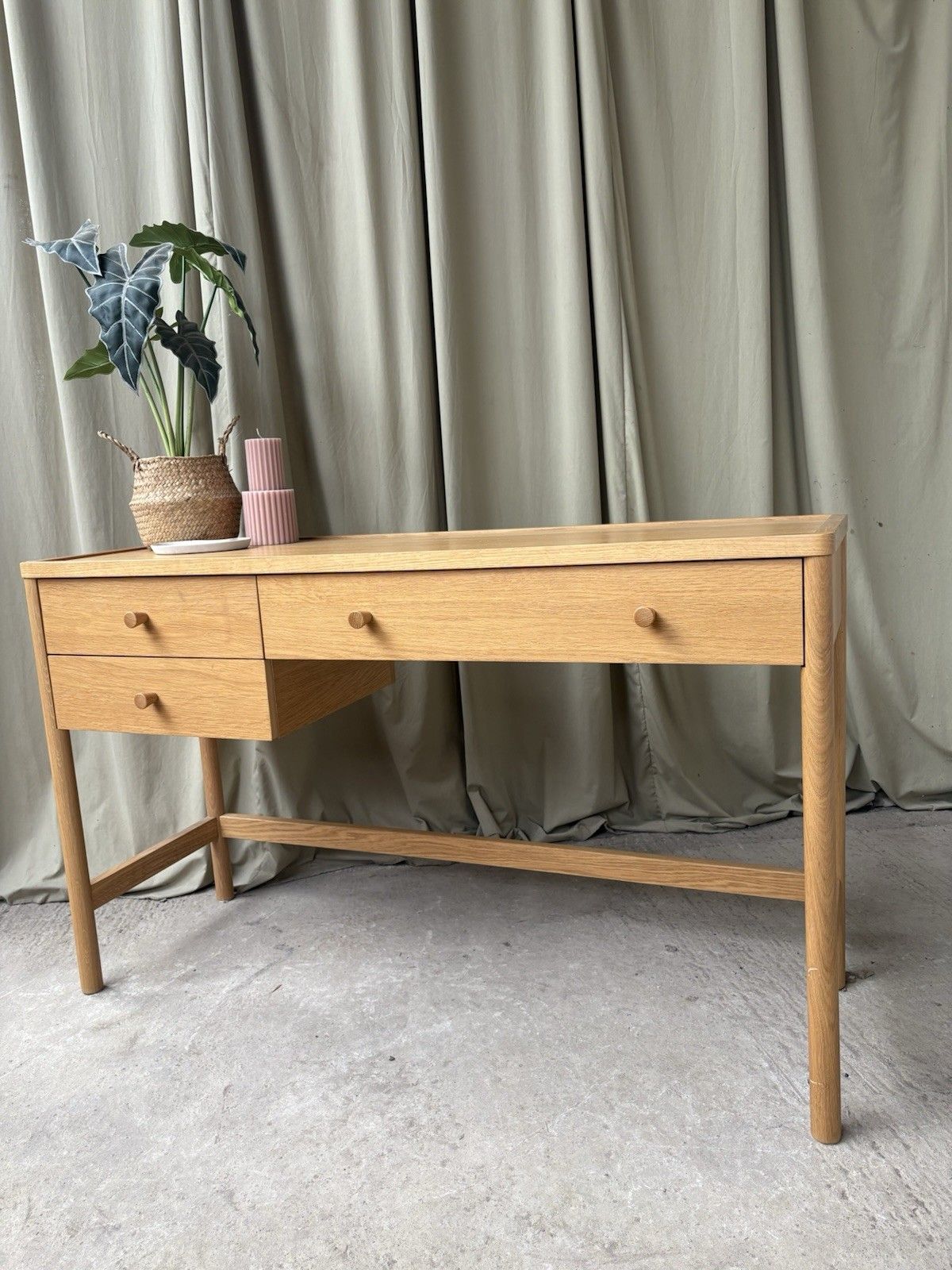 Vtg Mid Century Style Oak Desk Dining Table Danish Scandi Retro R1137 photo for sale