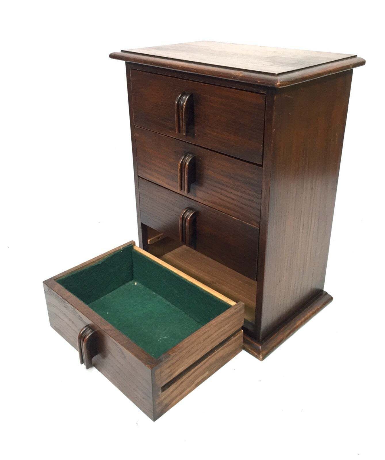 Antique Tabletop Wooden Chest Of Drawers / Filing Storage Box Cabinet C.1950 photo for sale