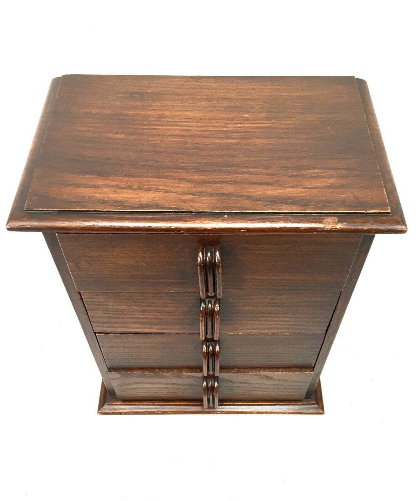 Antique Tabletop Wooden Chest Of Drawers / Filing Storage Box Cabinet C.1950 photo buy