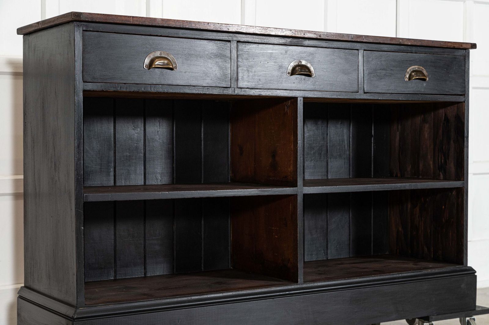 19thc English Ebonised Mahogany & Pine Shop Counter / Island photo furniture