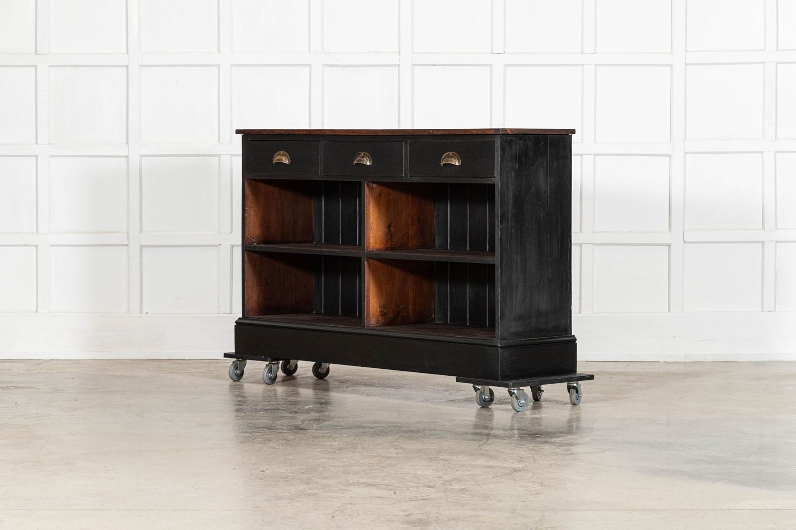 19thc English Ebonised Mahogany & Pine Shop Counter / Island photo Furniture