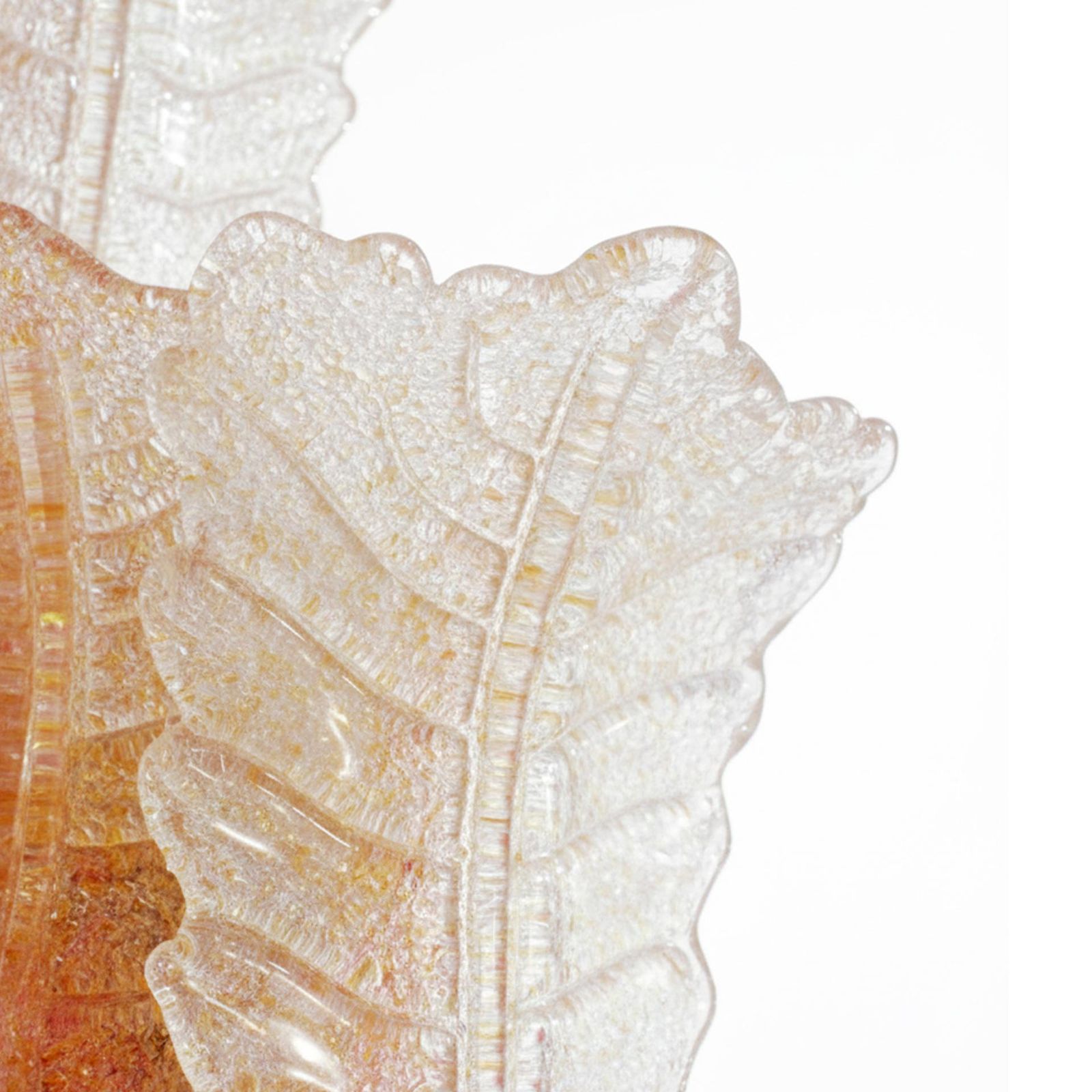Pair Of Italian Mid Century Floral Translucent Murano Glass Wall Sconces photo vintage