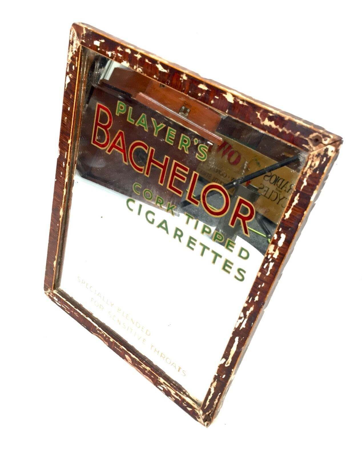 Antique Advertising Player's Bachelor Cigarettes Framed Mirror / Sign Tabletop photo furniture
