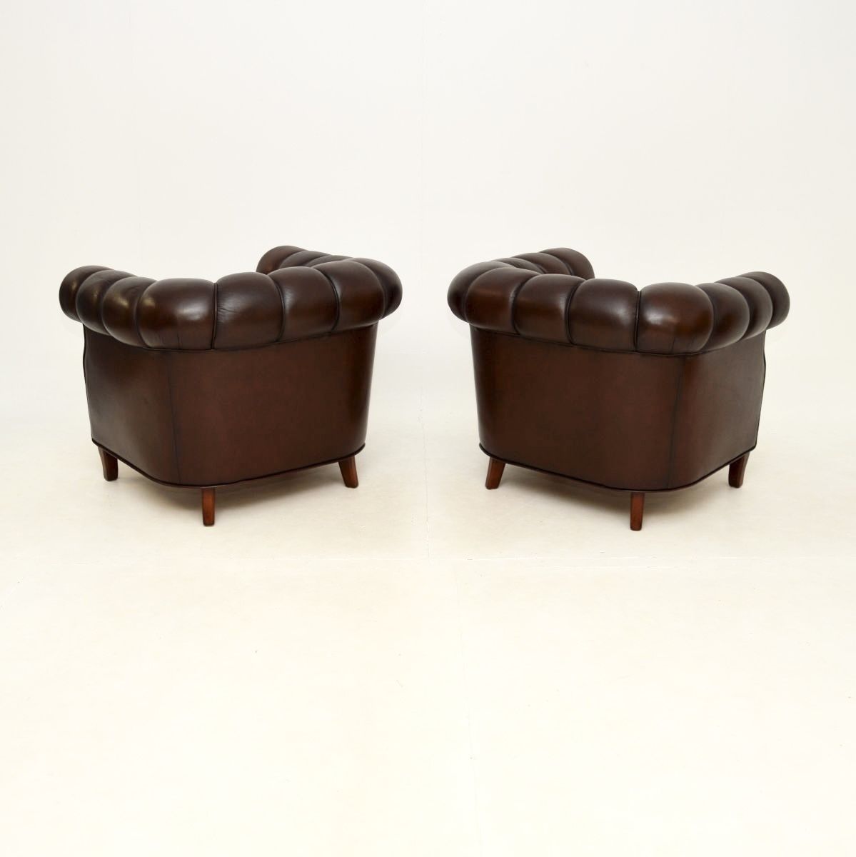 Pair Of Antique Swedish Leather Club Armchairs By Broderna Andersson photo vintage
