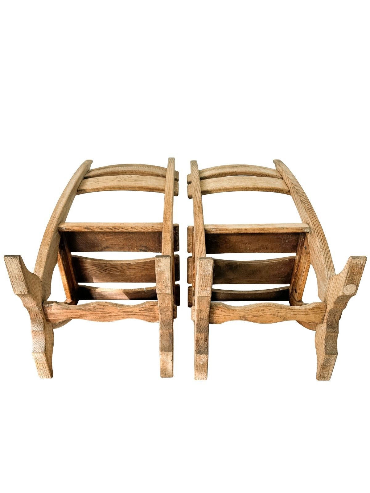 Pair Of Solid Oak Chairs Dittmann & Co Brutalist Mid Century 1970’s Weathered photo vinterior