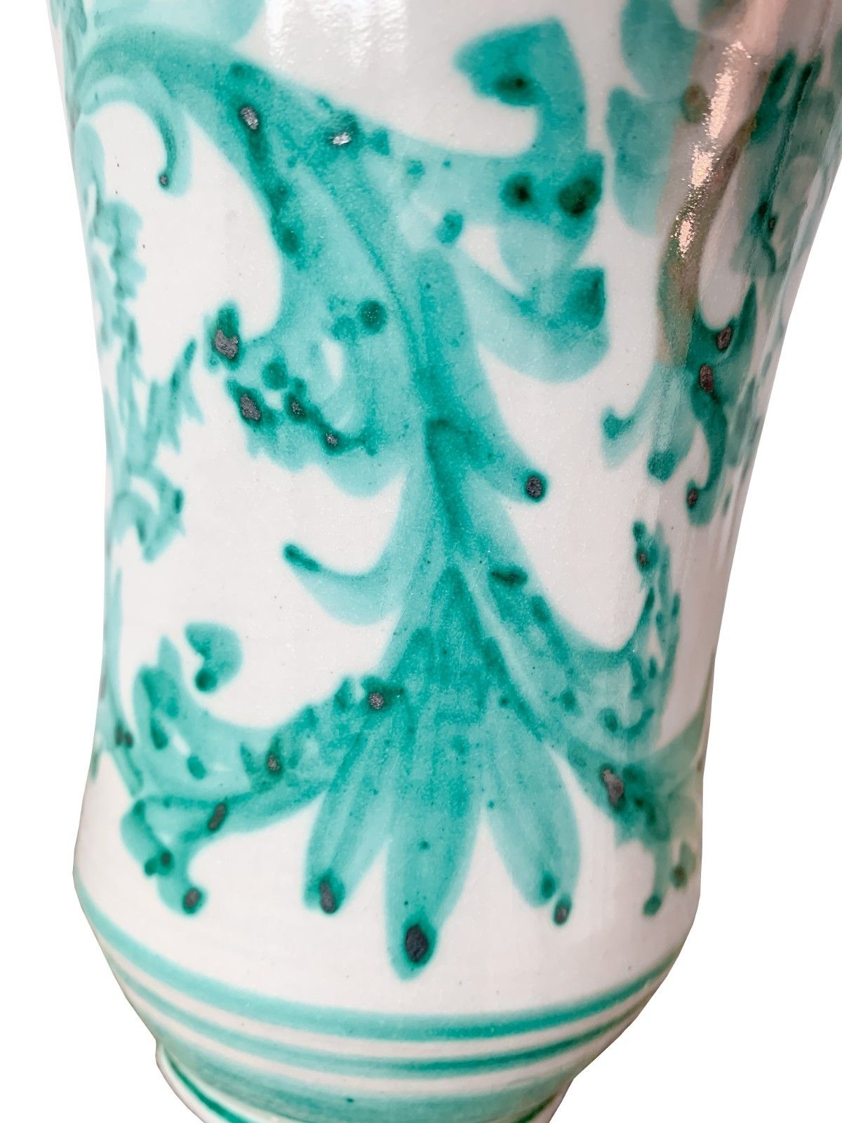 Italian Igor Vase Ceramic Sculpture White/Green Santo Stefano Di Camastra 1950's photo 180.0