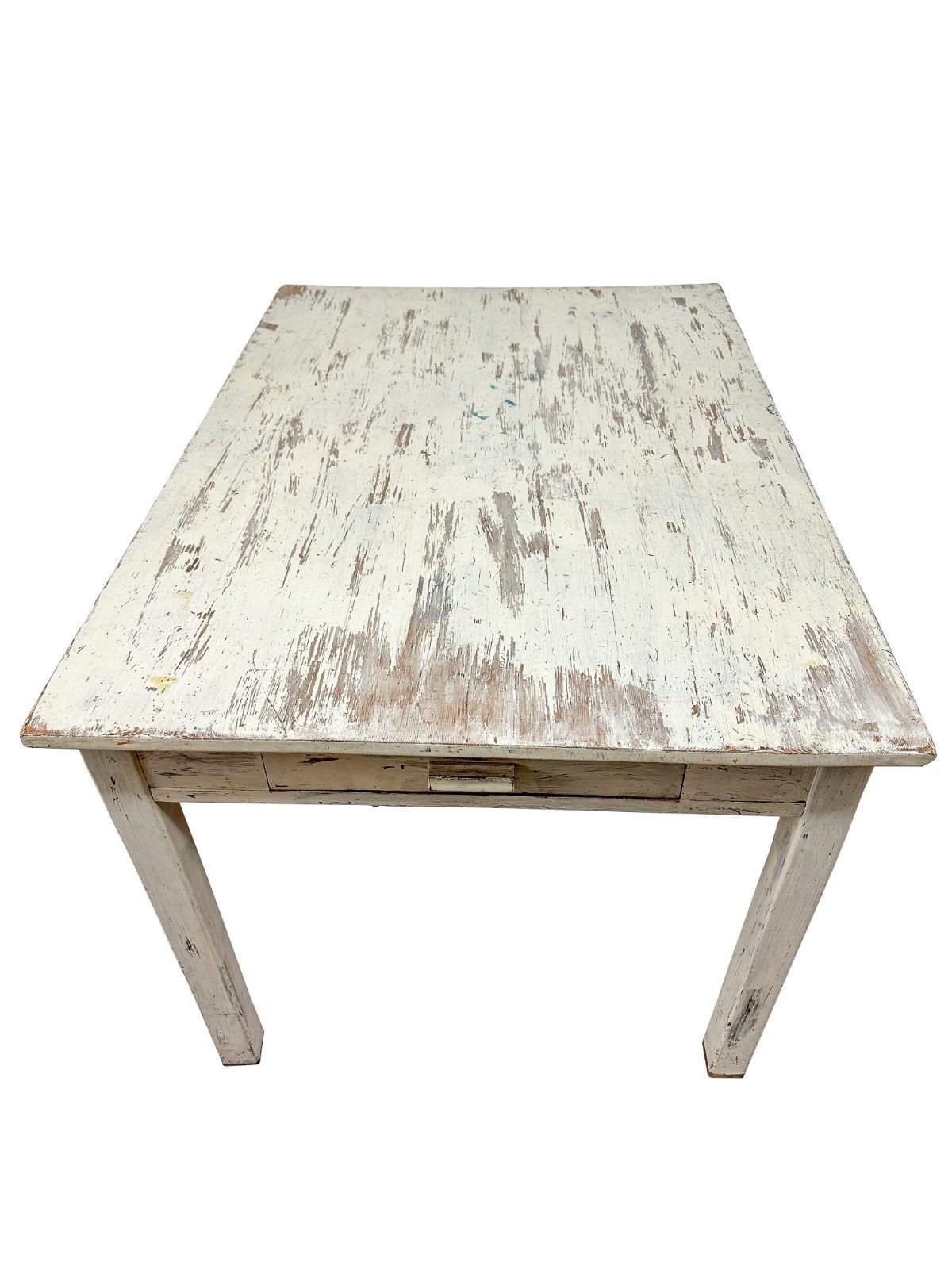 Vintage Distressed Desk Utility Table White Retro Mid Century Modern W/ Drawer photo vinterior