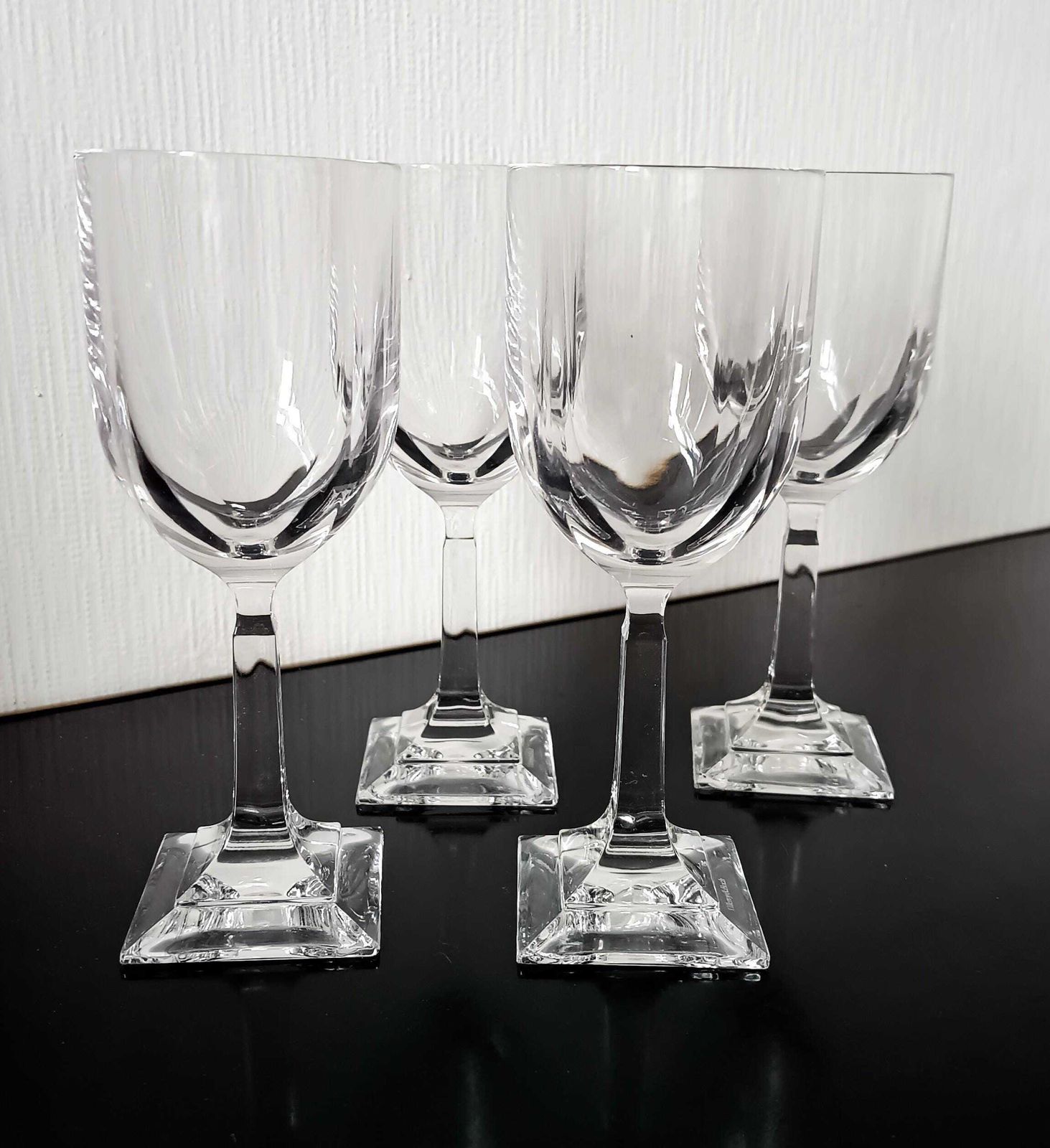 Vintage Villeroy And Boch Set Of 4 Crystal Wine Glasses: Orangerie Collection Geometric Foot photo for sale