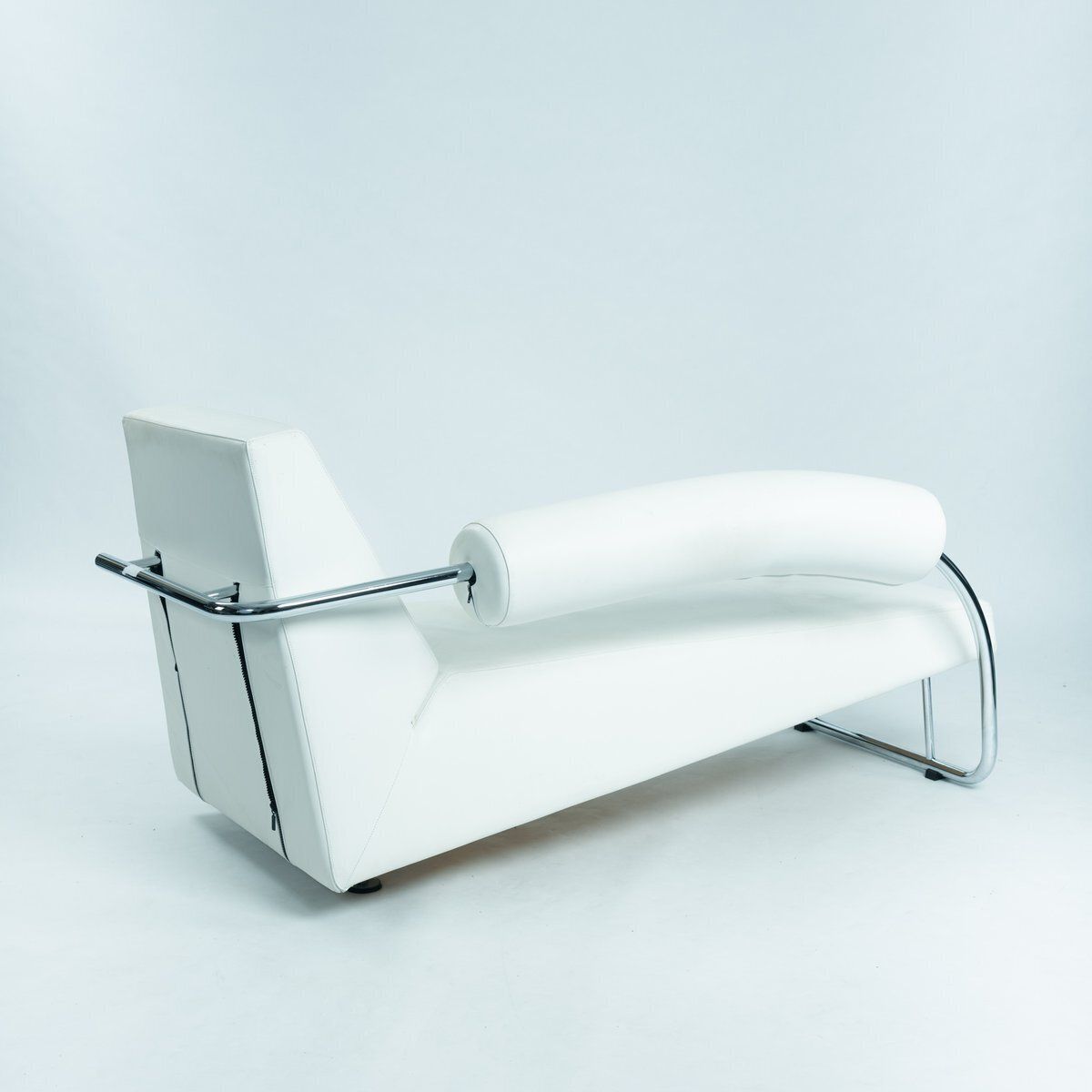 Postmodern Chaise Lounge In White Leather And Tubular Steel From Rob Eckhardt, 1980s photo furniture