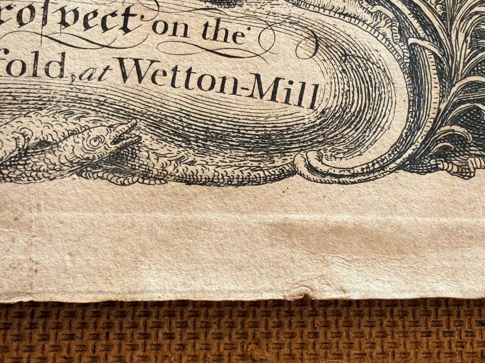 850.0 Antique 1743 Copper Plate Engraving Thomas Smith Of Derby Wetton Mill River Manifold Georgian Landscape Framed photo