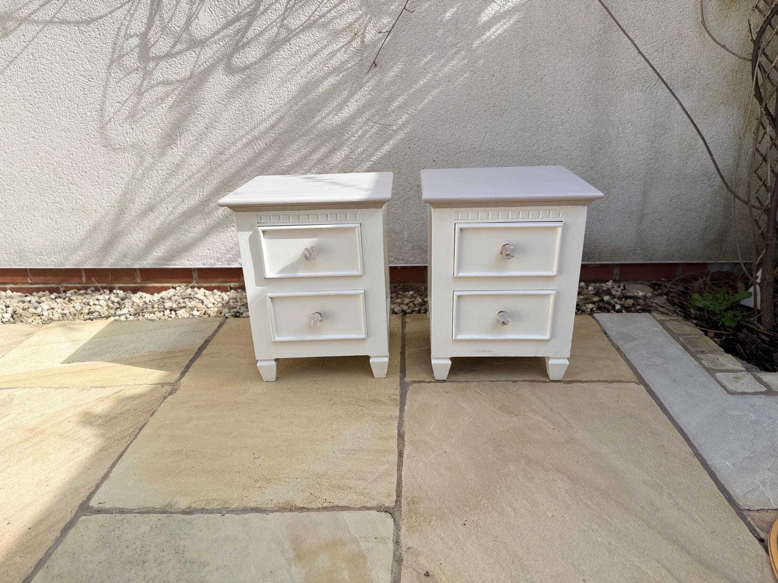 250.0 Pair Of Vintage Bedside Tables Chests Lamp Stands photo