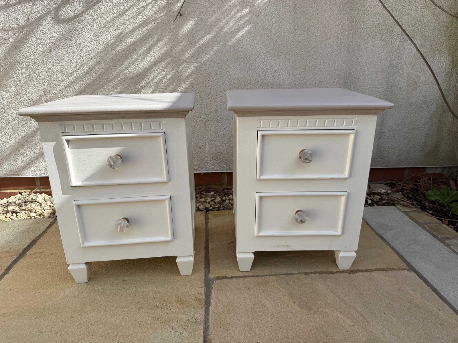 photo vintage Pair Of Vintage Bedside Tables Chests Lamp Stands