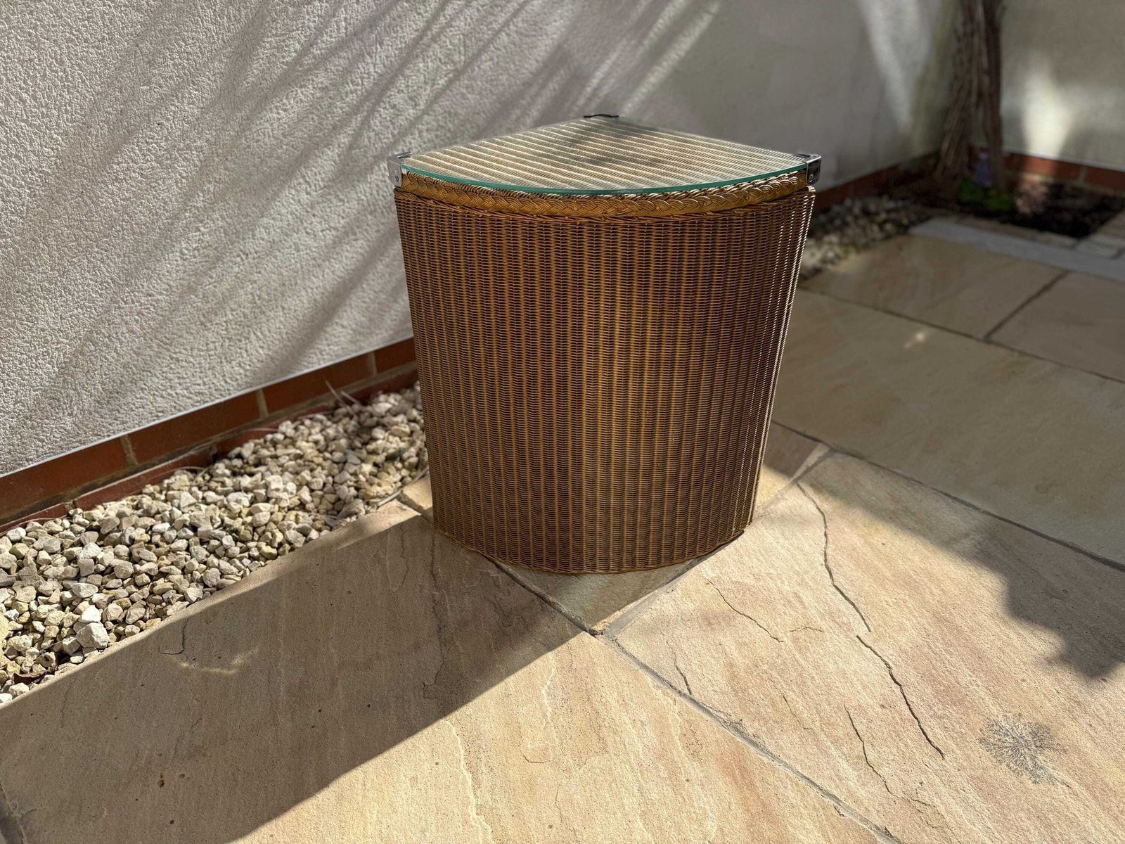 Lloyd Loom Linen Basket With Glass Top Storagetrunk Wash Basket photo vinterior